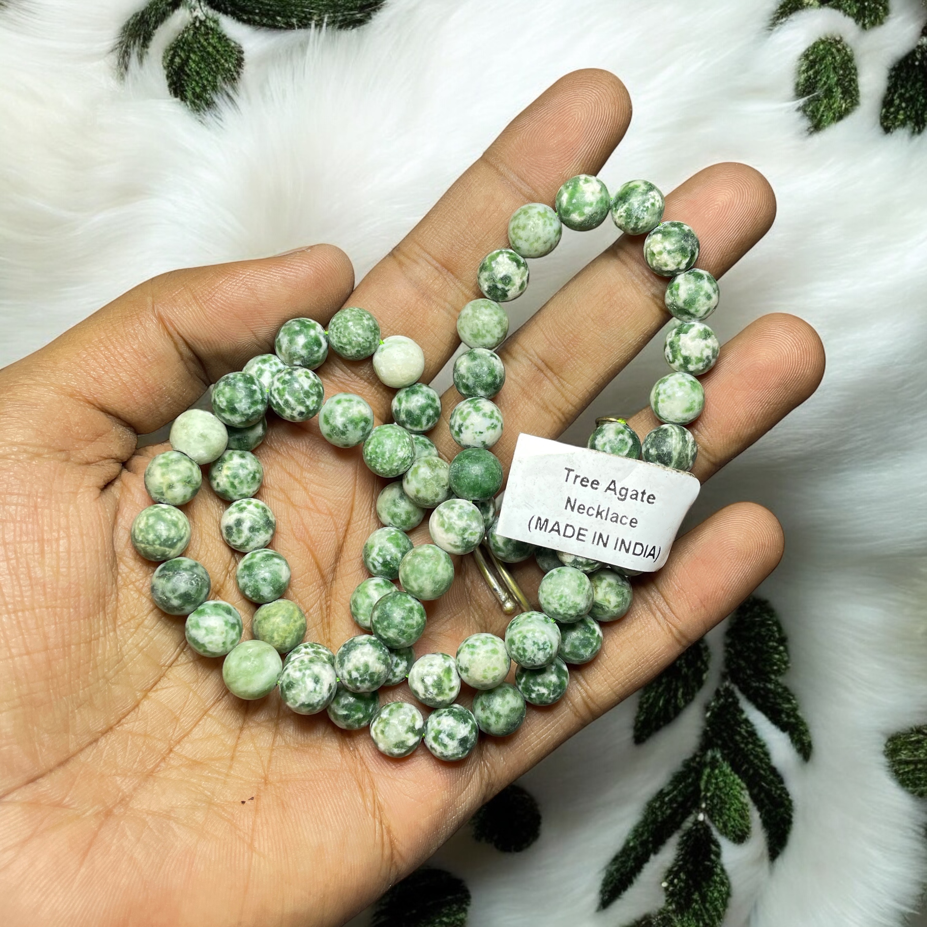 Tree Agate Crystal Necklace. Discover the Power of Natural Crystals with Rocksmins: Elegantly Crafted Crystal Necklaces Infused with Authentic Energies for Enhanced Well-Being and Spiritual Growth
