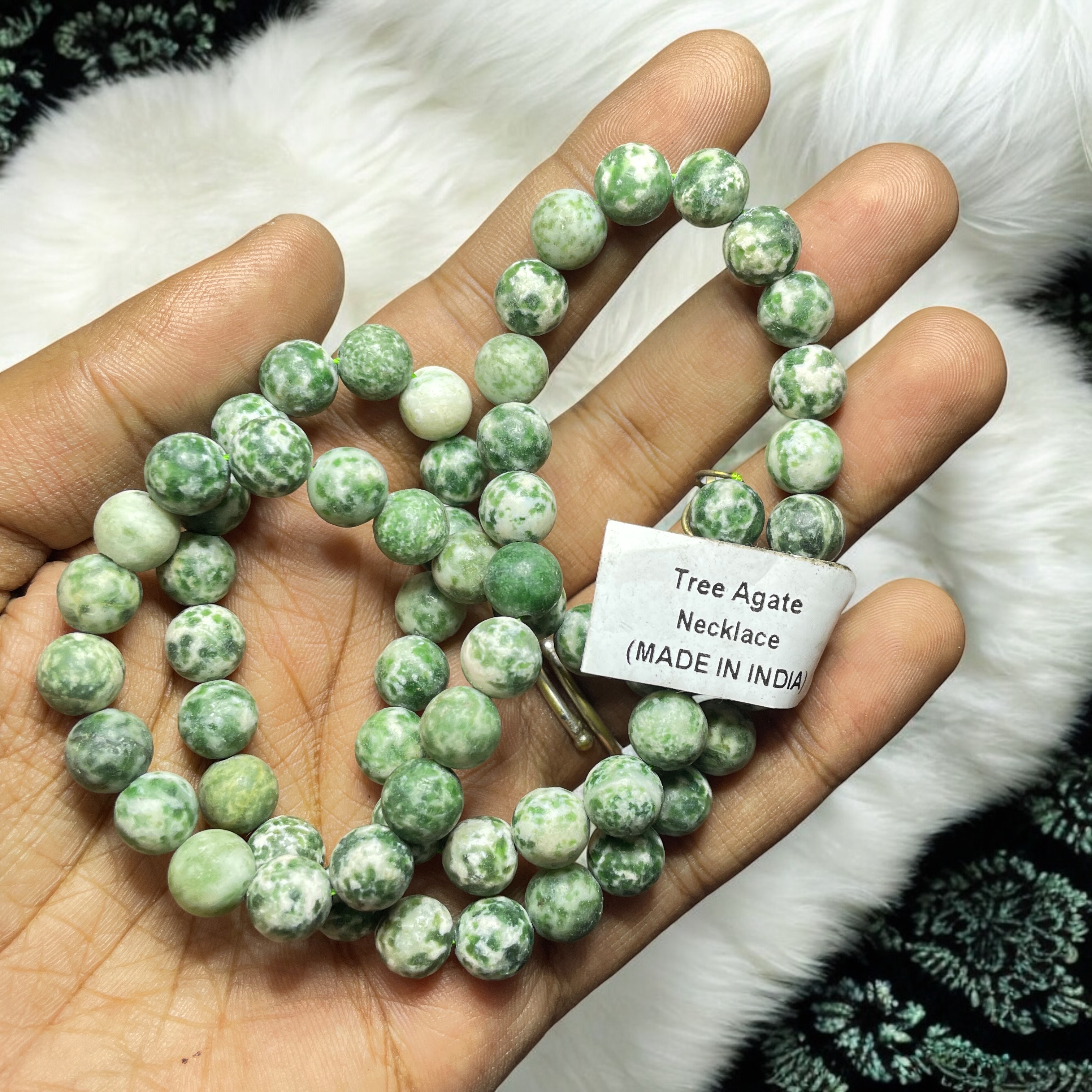 Tree Agate Crystal Necklace. Discover the Power of Natural Crystals with Rocksmins: Elegantly Crafted Crystal Necklaces Infused with Authentic Energies for Enhanced Well-Being and Spiritual Growth