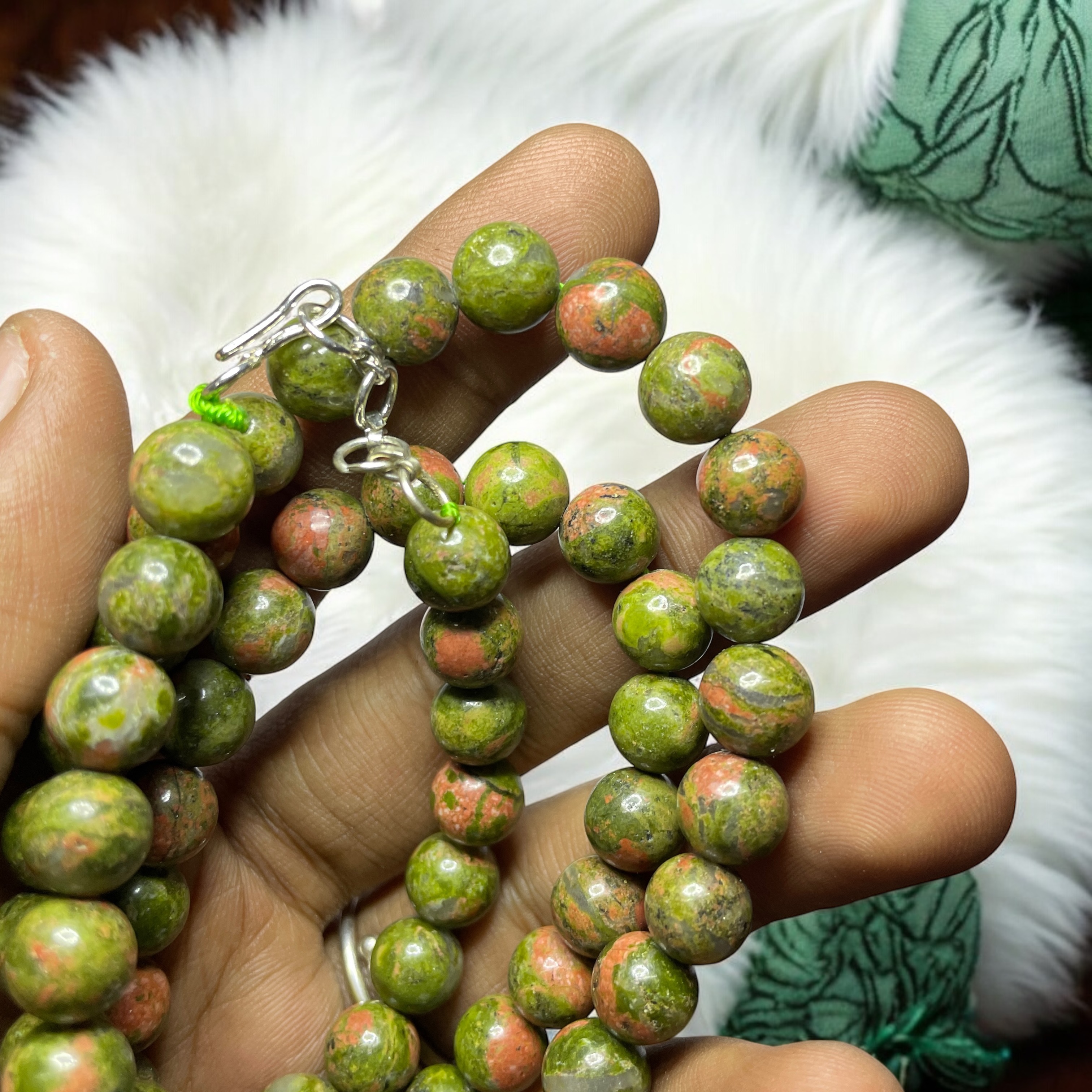 Unakite Crystal Necklace. Discover the Power of Natural Crystals with Rocksmins: Elegantly Crafted Crystal Necklaces Infused with Authentic Energies for Enhanced Well-Being and Spiritual Growth