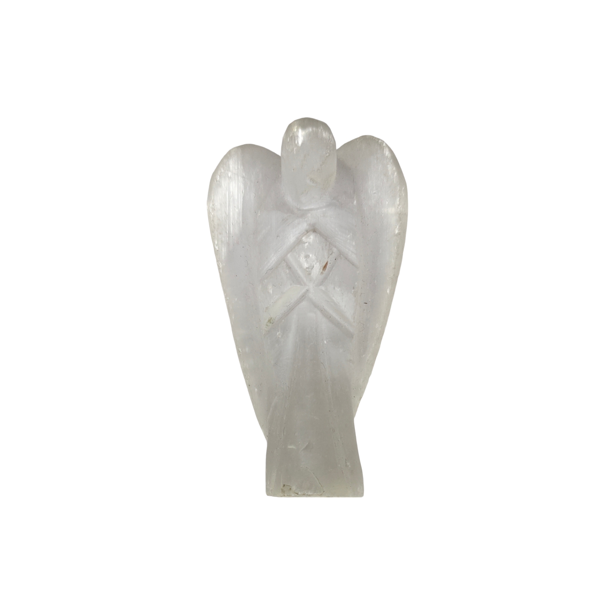 Selenite Angel Natural Crystal 2 Inch Approx Original Semi Precious Stone Pocket Angel Figurines for Reiki Crystal Healing, Crystal Therapy, Meditation, Chakra Balancing Unisex Men Women Brand : Rocksmins