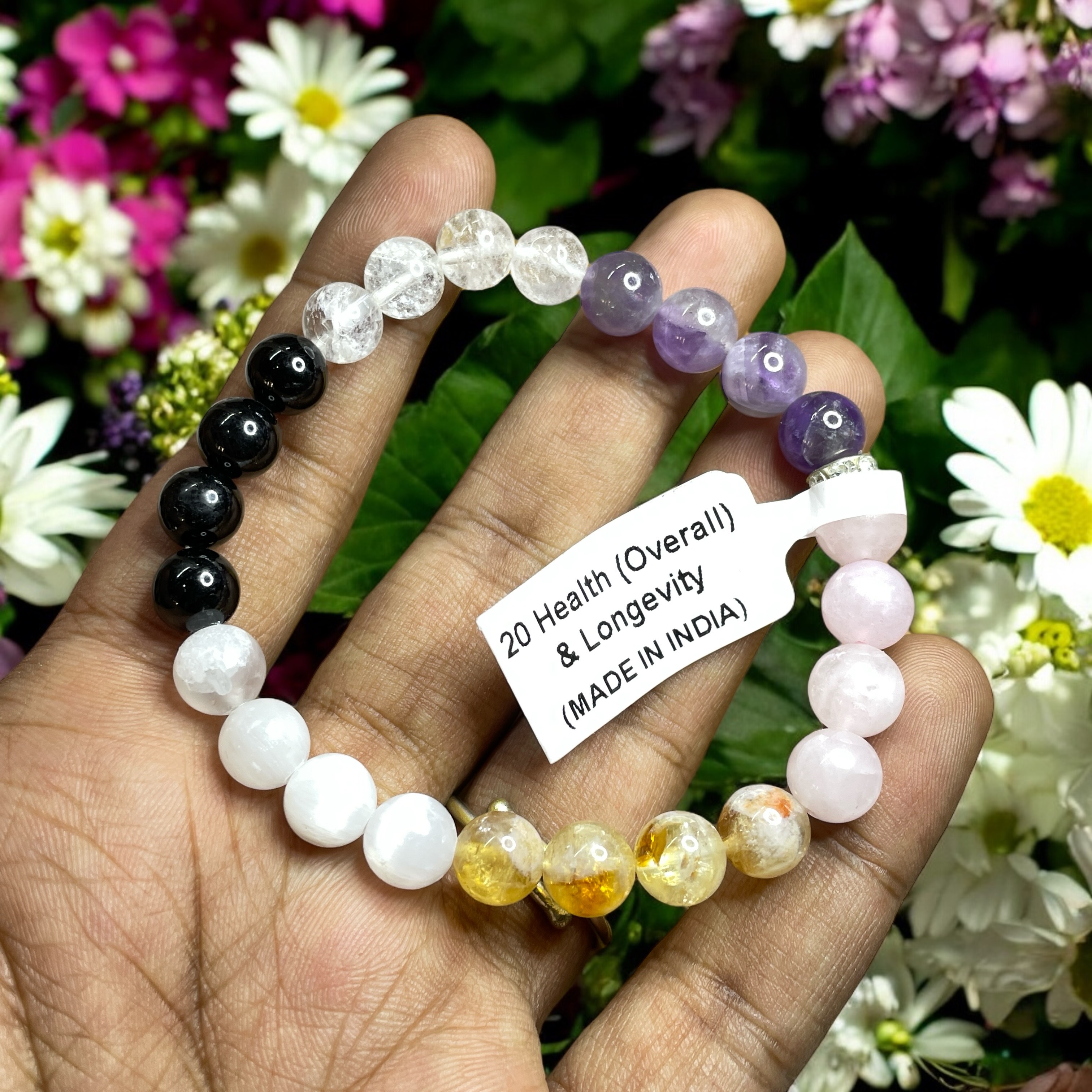 Health (Overall) & Longevity Remedies & Intentions Bracelet Natural Made With Original Crystal Stone for Men Women Boy Girl Unisex 8mm Beads Stretchable Brand :- Rocksmins