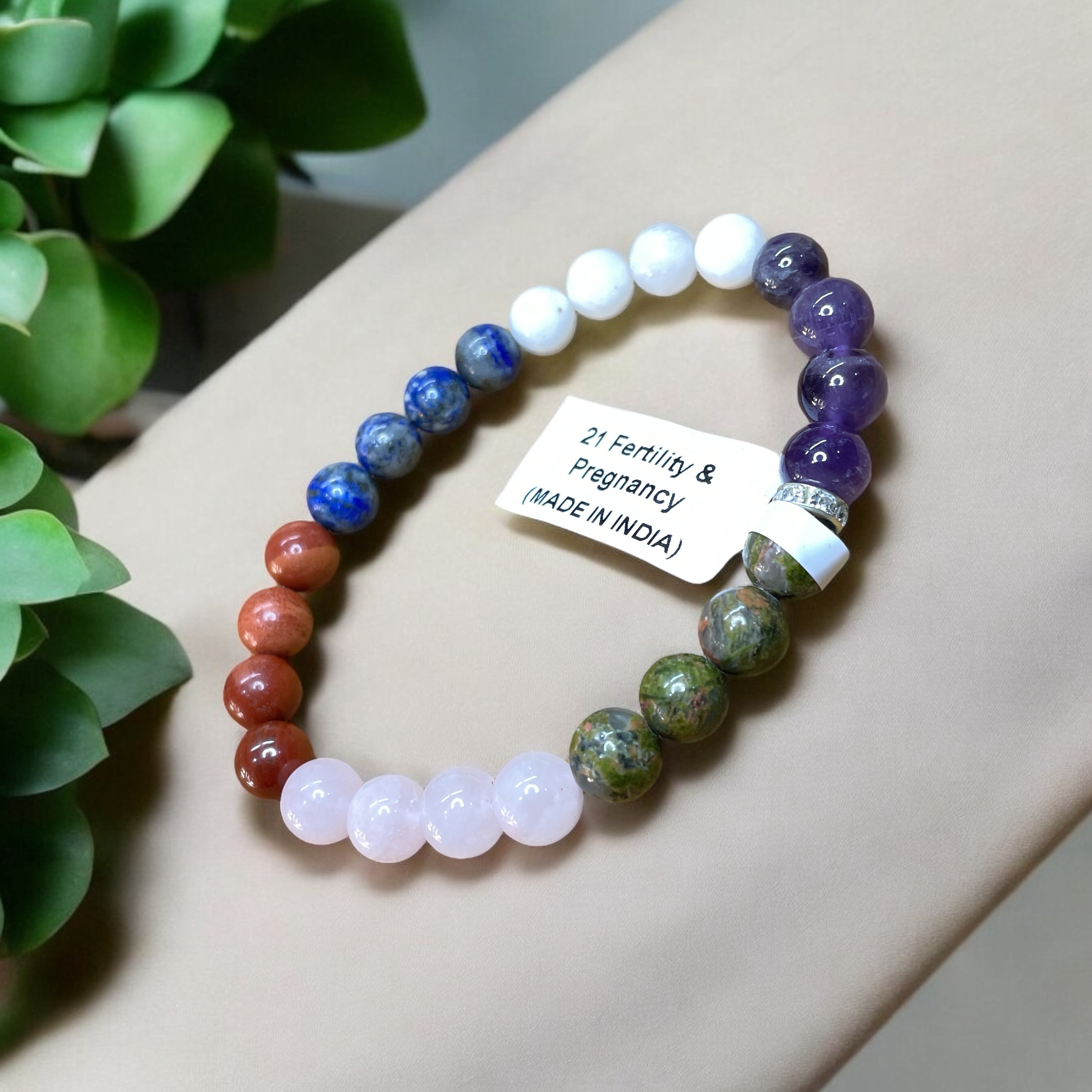 Fertility & Pregnancy Remedies & Intentions Bracelet Natural Made With Original Crystal Stone for Men Women Boy Girl Unisex 8mm Beads Stretchable Brand :- Rocksmins