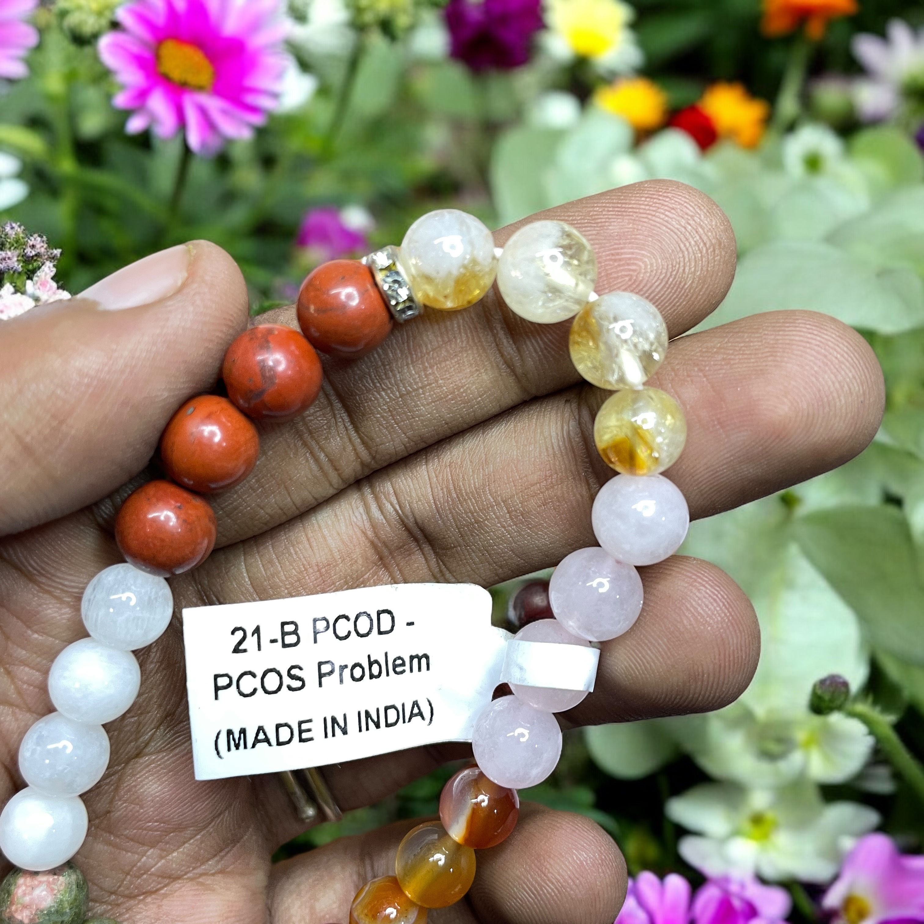 PCOD - PCOS Problem Remedies & Intentions Bracelet Natural Made With Original Crystal Stone for Men Women Boy Girl Unisex 8mm Beads Stretchable Brand :- Rocksmins