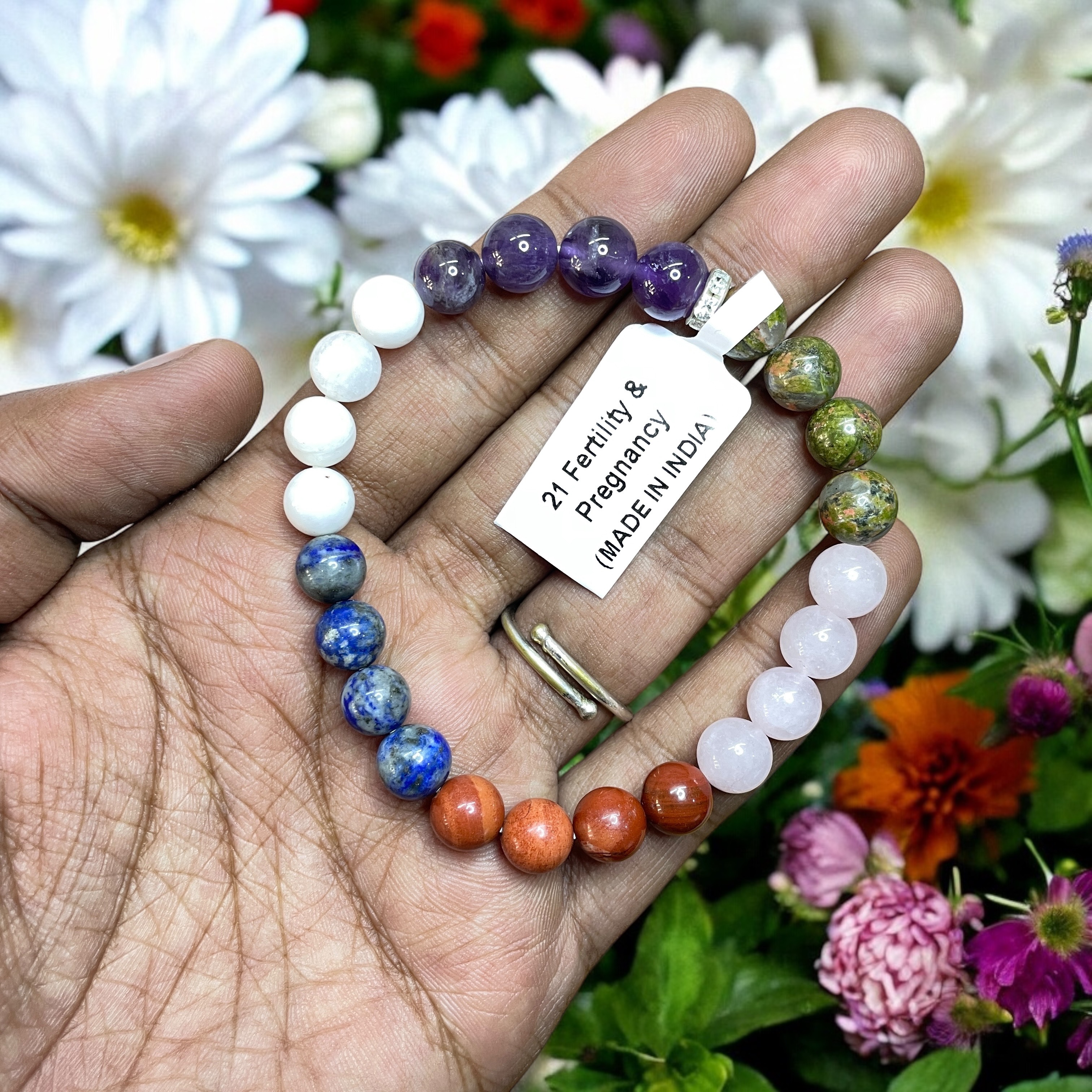 Fertility & Pregnancy Remedies & Intentions Bracelet Natural Made With Original Crystal Stone for Men Women Boy Girl Unisex 8mm Beads Stretchable Brand :- Rocksmins