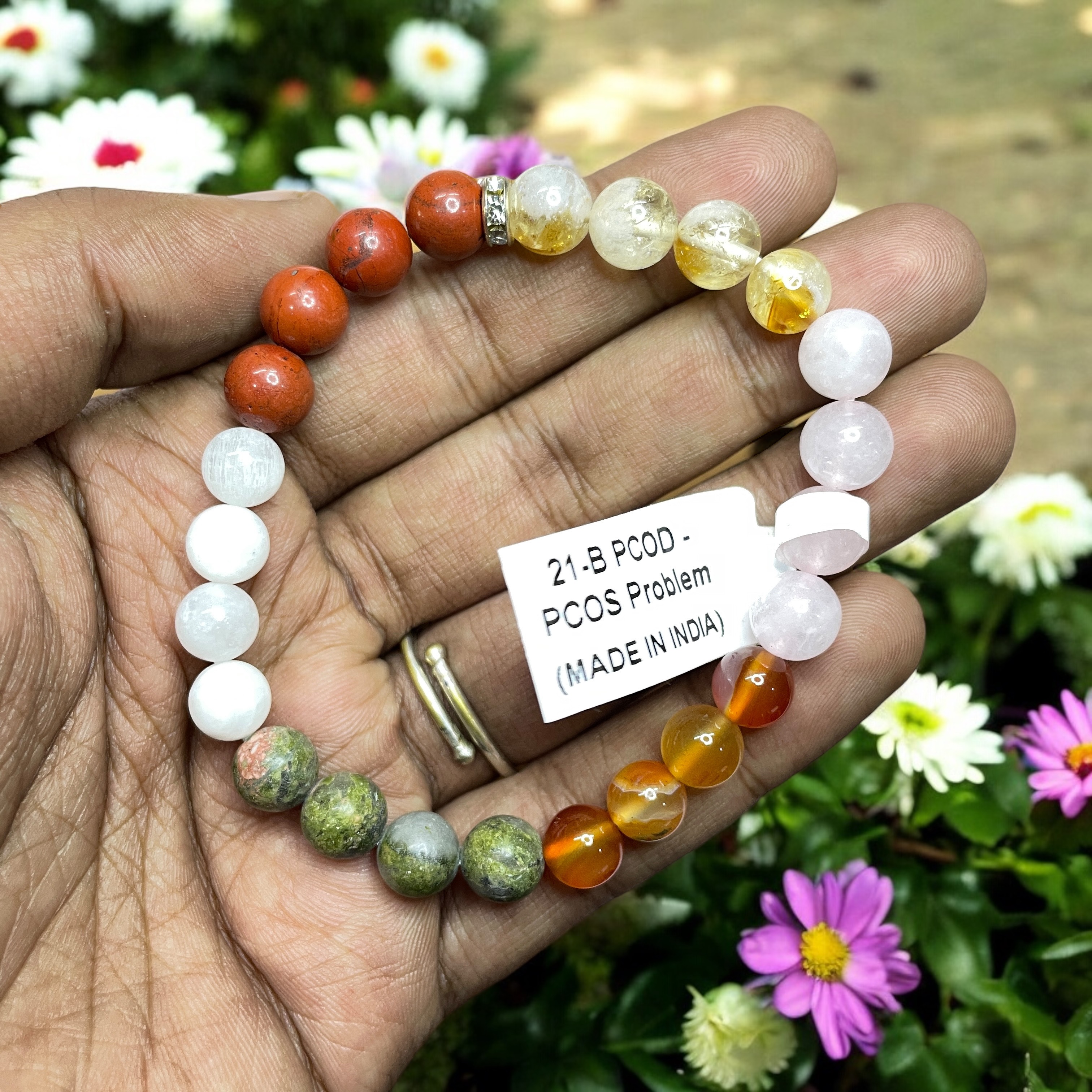 PCOD - PCOS Problem Remedies & Intentions Bracelet Natural Made With Original Crystal Stone for Men Women Boy Girl Unisex 8mm Beads Stretchable Brand :- Rocksmins