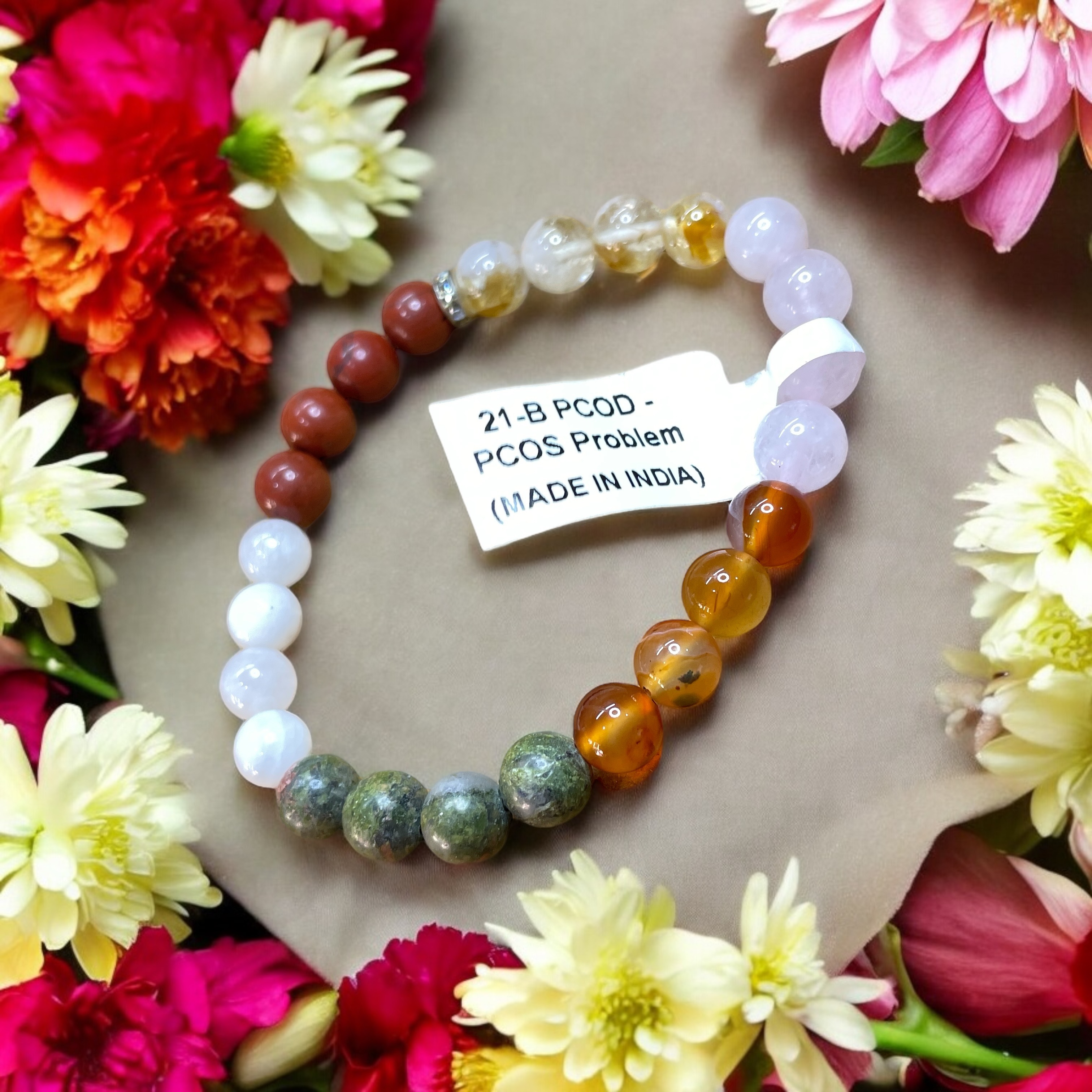 PCOD - PCOS Problem Remedies & Intentions Bracelet Natural Made With Original Crystal Stone for Men Women Boy Girl Unisex 8mm Beads Stretchable Brand :- Rocksmins