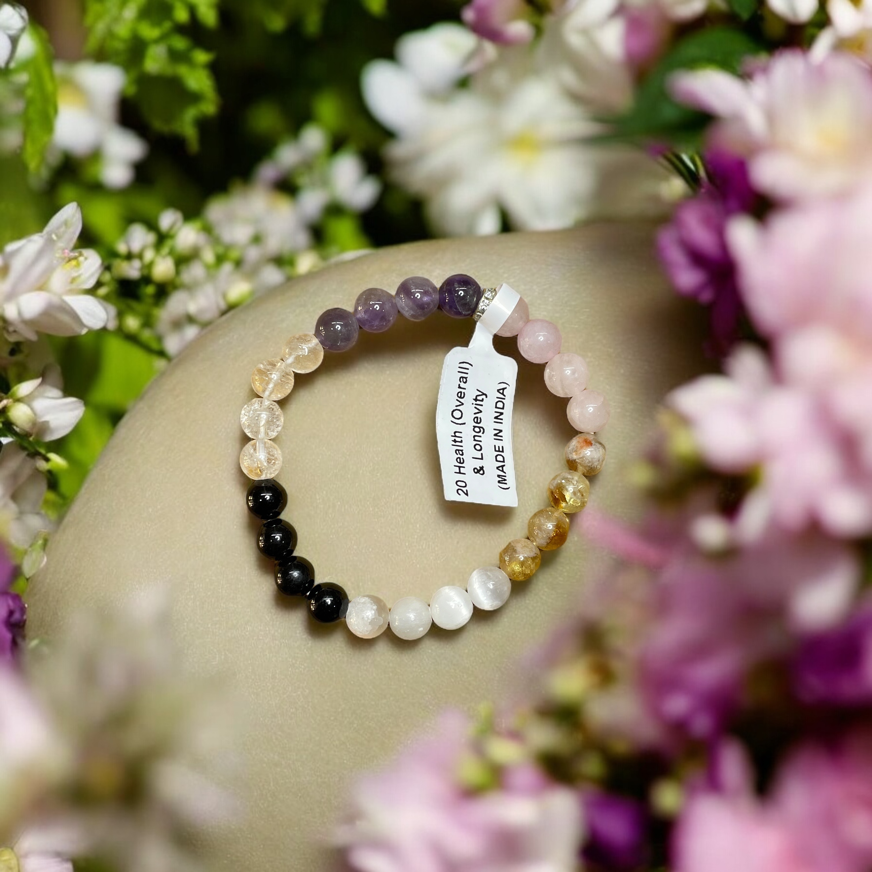 Health (Overall) & Longevity Remedies & Intentions Bracelet Natural Made With Original Crystal Stone for Men Women Boy Girl Unisex 8mm Beads Stretchable Brand :- Rocksmins