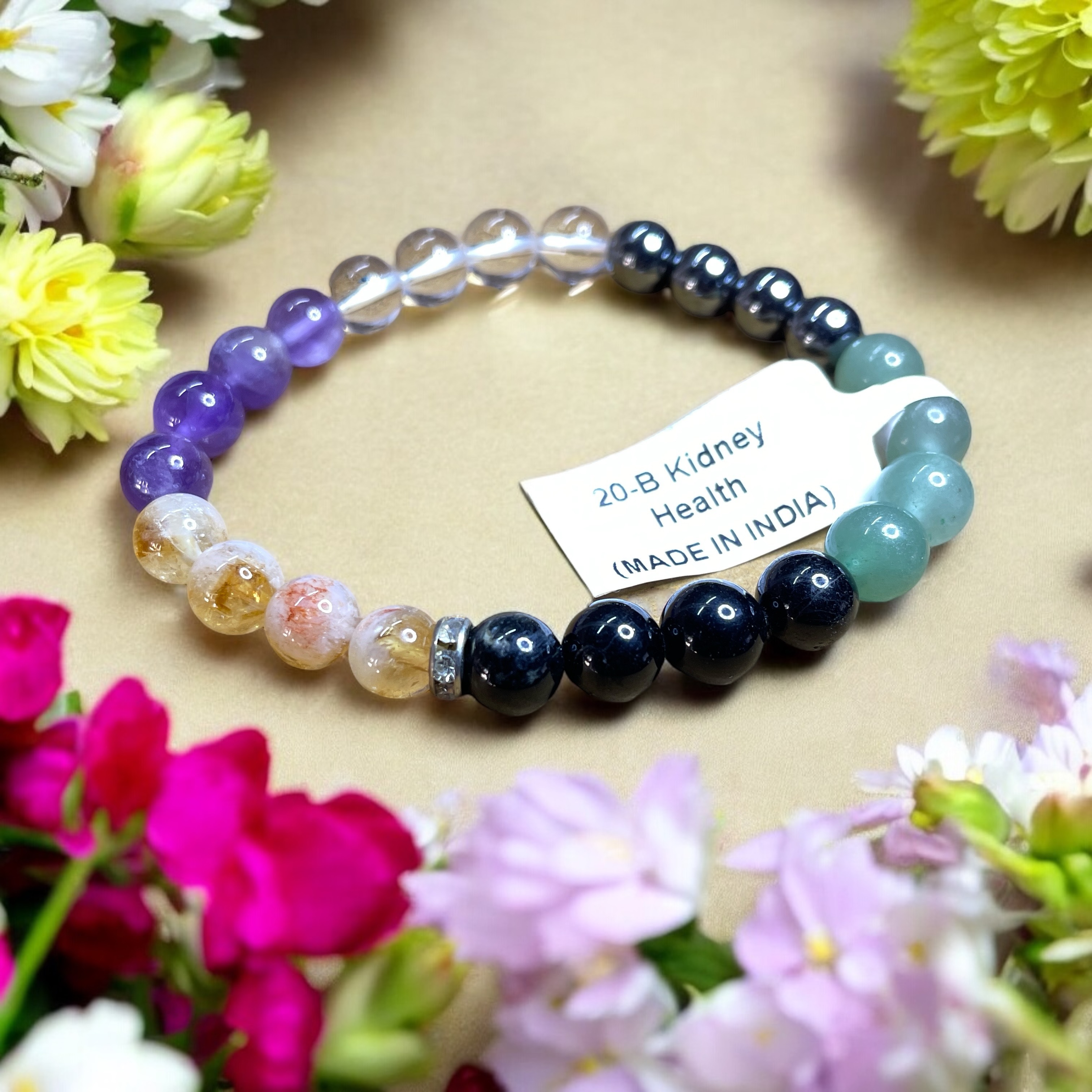 Kidney Health (Overall) Remedies & Intentions Bracelet Natural Made With Original Crystal Stone for Men Women Boy Girl Unisex 8mm Beads Stretchable Brand :- Rocksmins