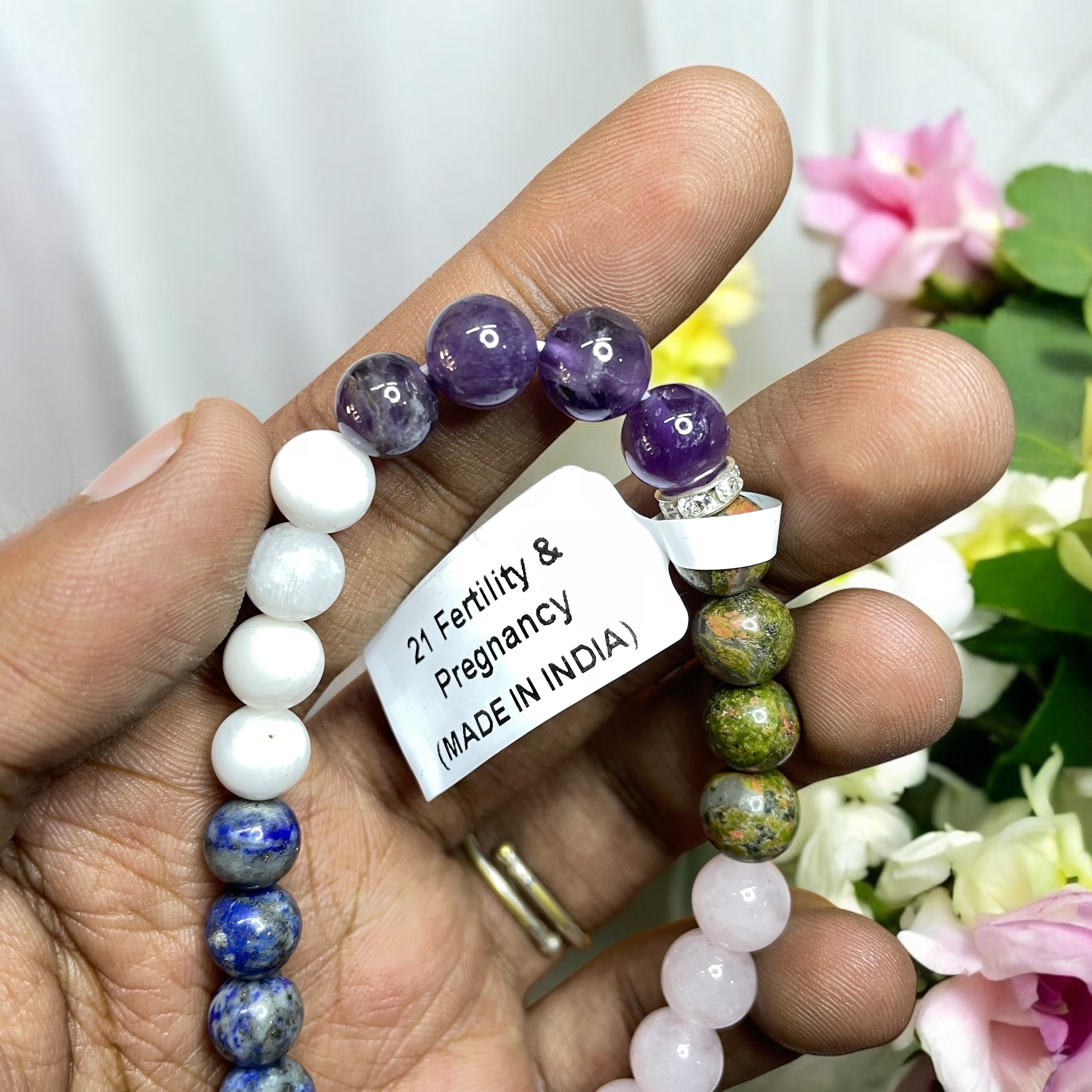 Fertility & Pregnancy Remedies & Intentions Bracelet Natural Made With Original Crystal Stone for Men Women Boy Girl Unisex 8mm Beads Stretchable Brand :- Rocksmins