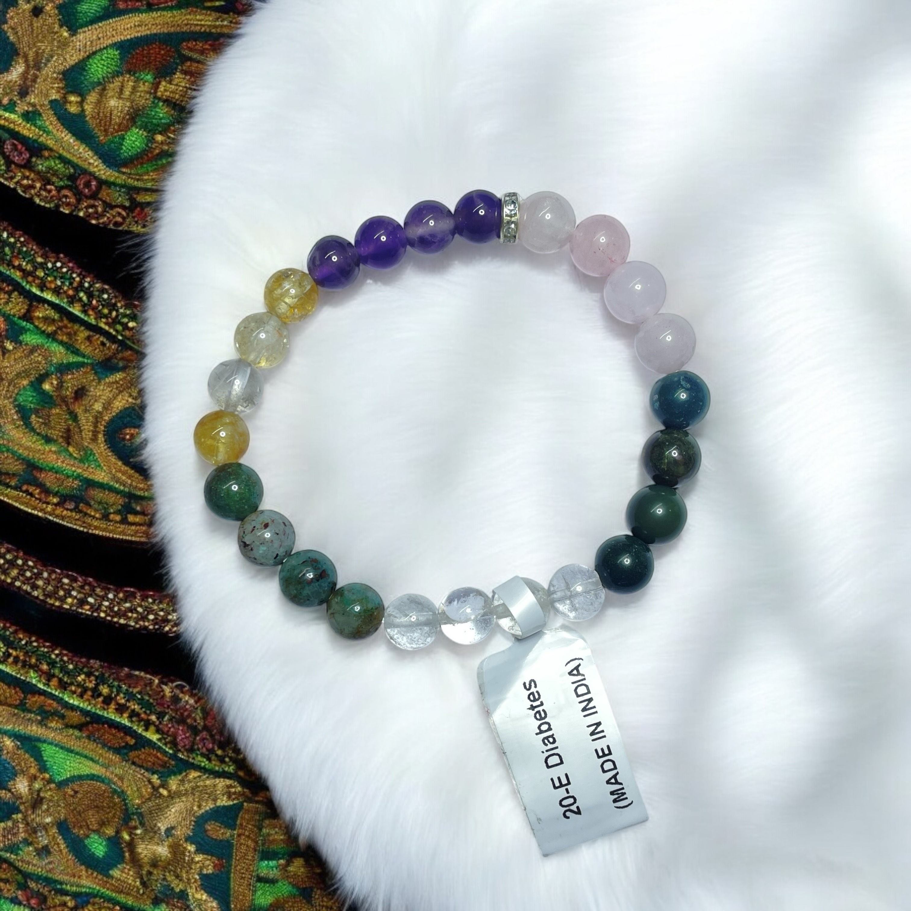 Diabetes Relief Remedies & Intentions Bracelet Natural Made With Original Crystal Stone for Men Women Boy Girl Unisex 8mm Beads Stretchable Brand :- Rocksmins