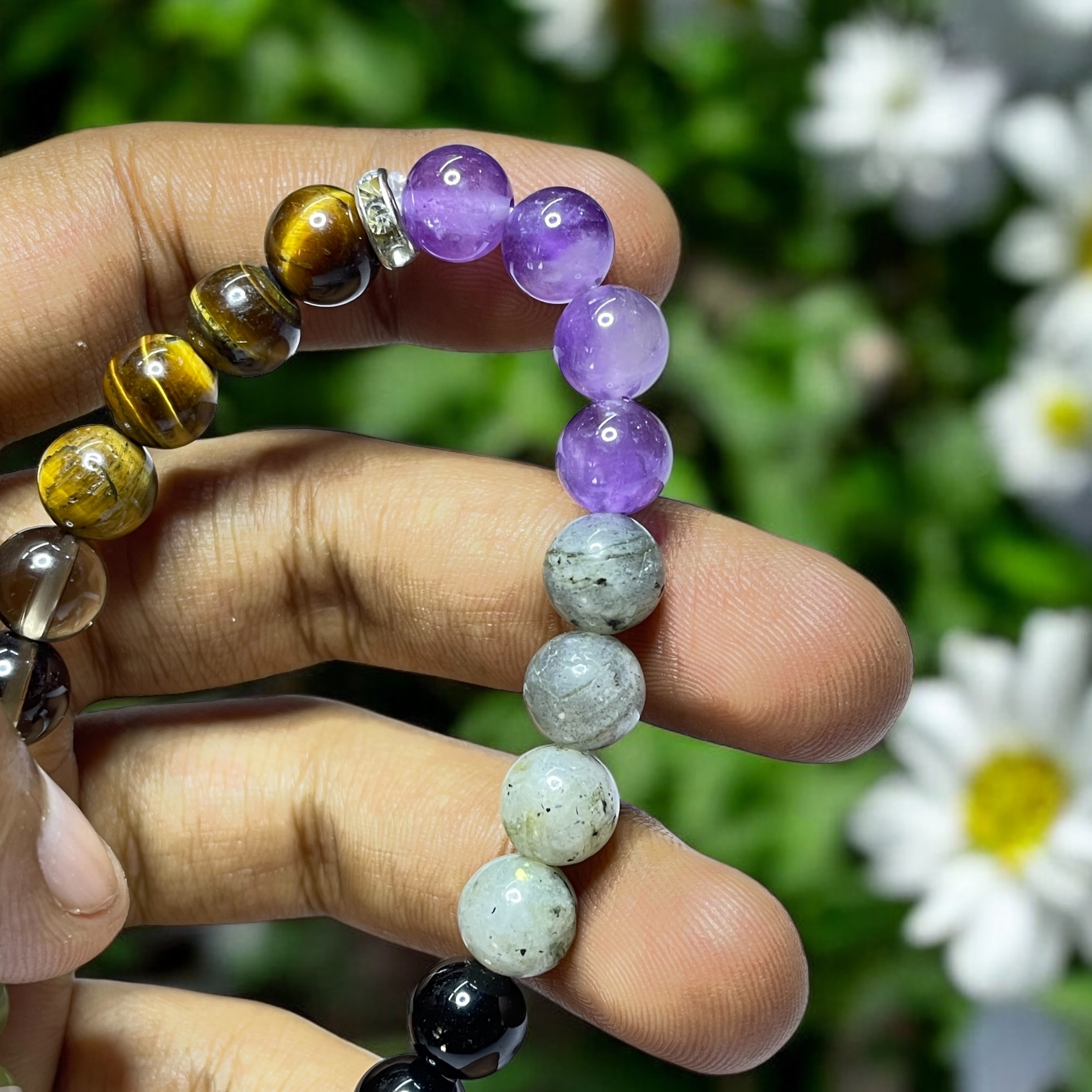 Protection Remedies & Intentions Bracelet Natural Made With Original Crystal Stone for Men Women Boy Girl Unisex 8mm Beads Stretchable Brand :- Rocksmins