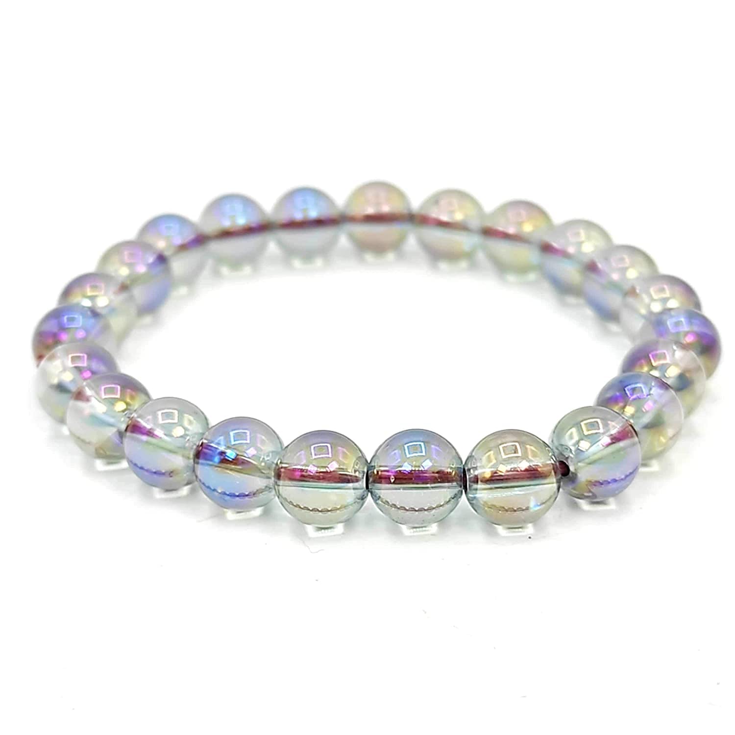 Angel Aura Quartz Bracelet Natural Original Crystal Certified Real Stone Stylish for Men Women Boy Girl Unisex 8mm Beads Stretchable