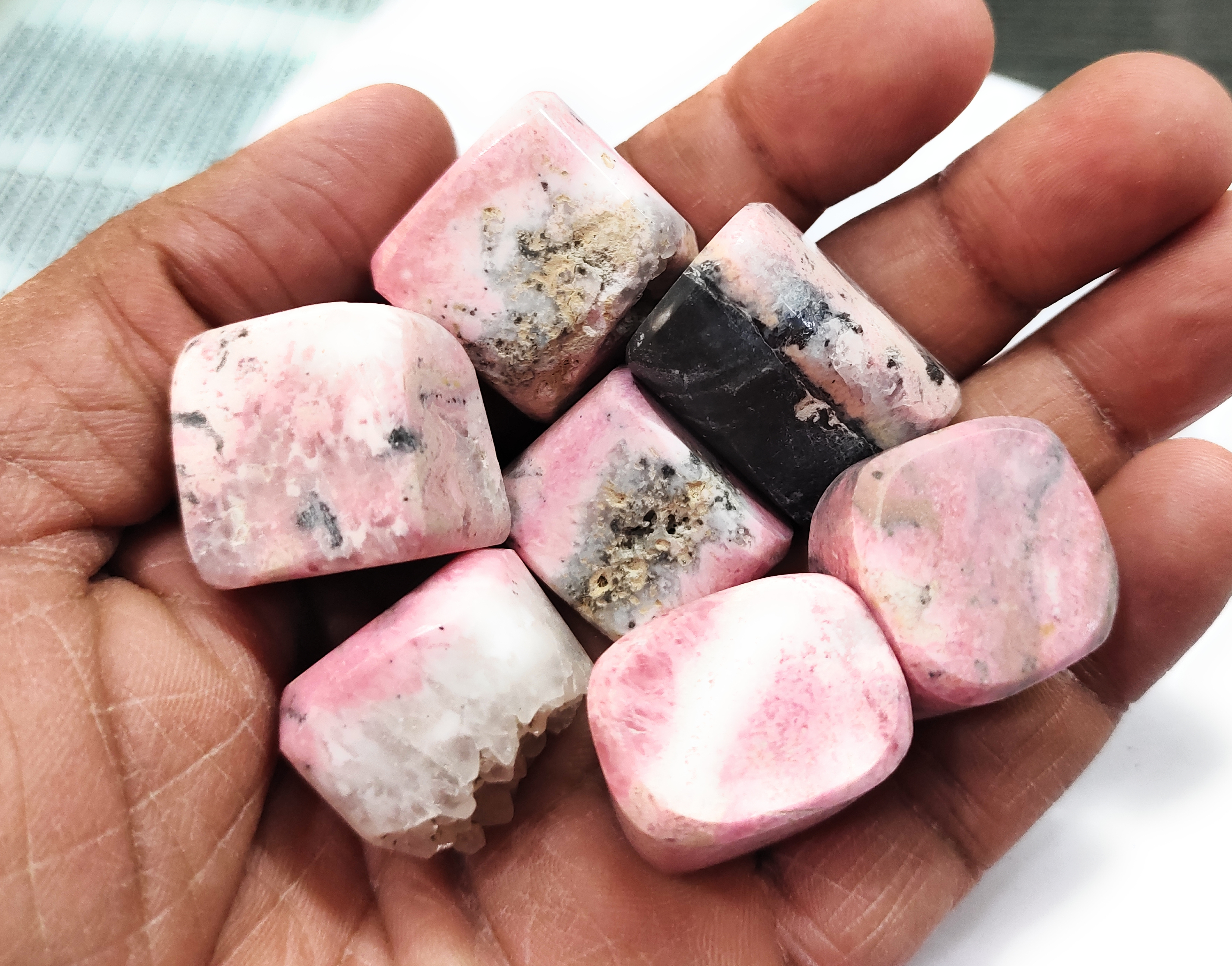 Rhodochrosite tumble stone for healing and meditation (polished) brand : rocksmins