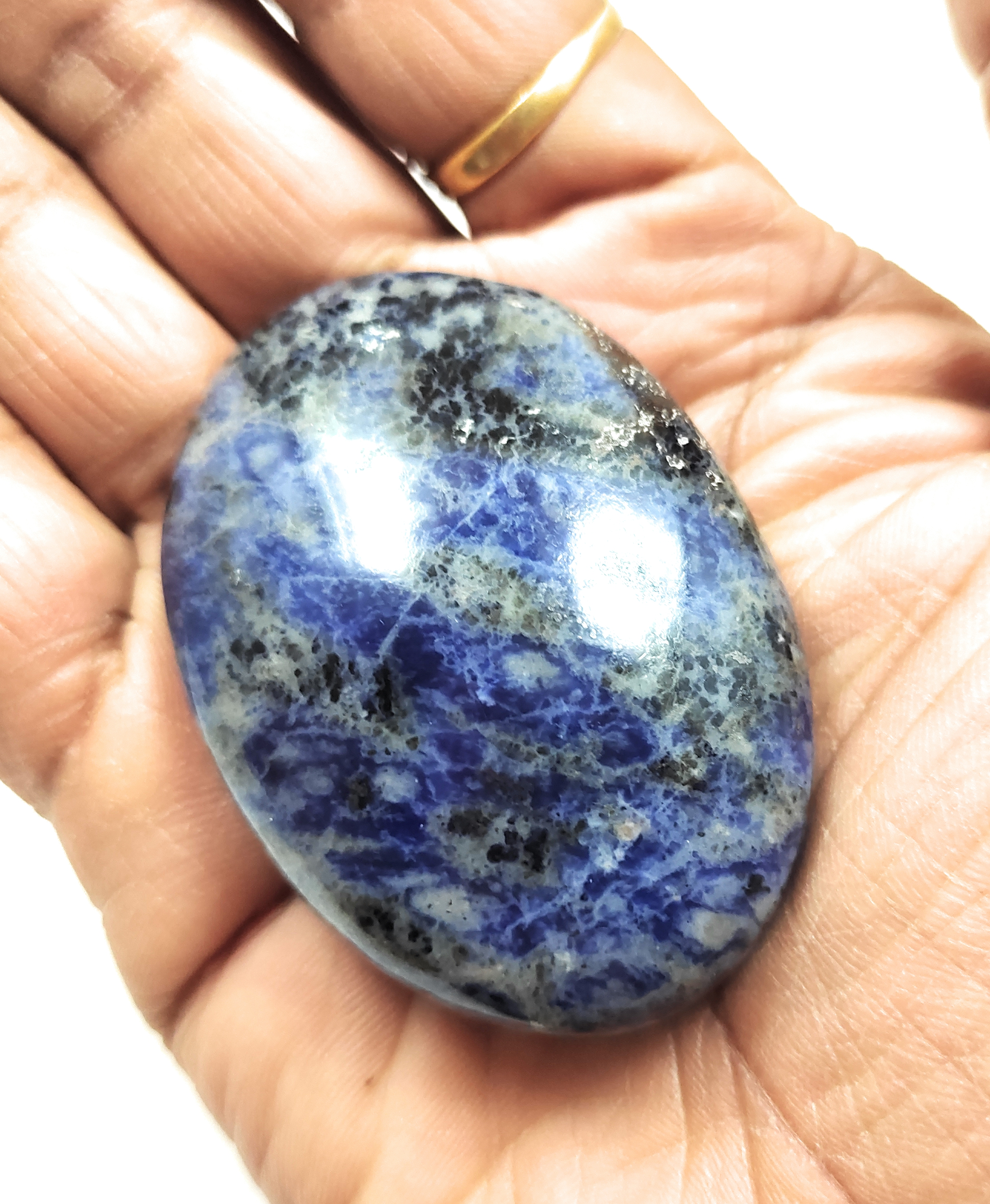 Sodalite Palm Stone For Healing And Meditation (Polished) Brand : Rocksmins