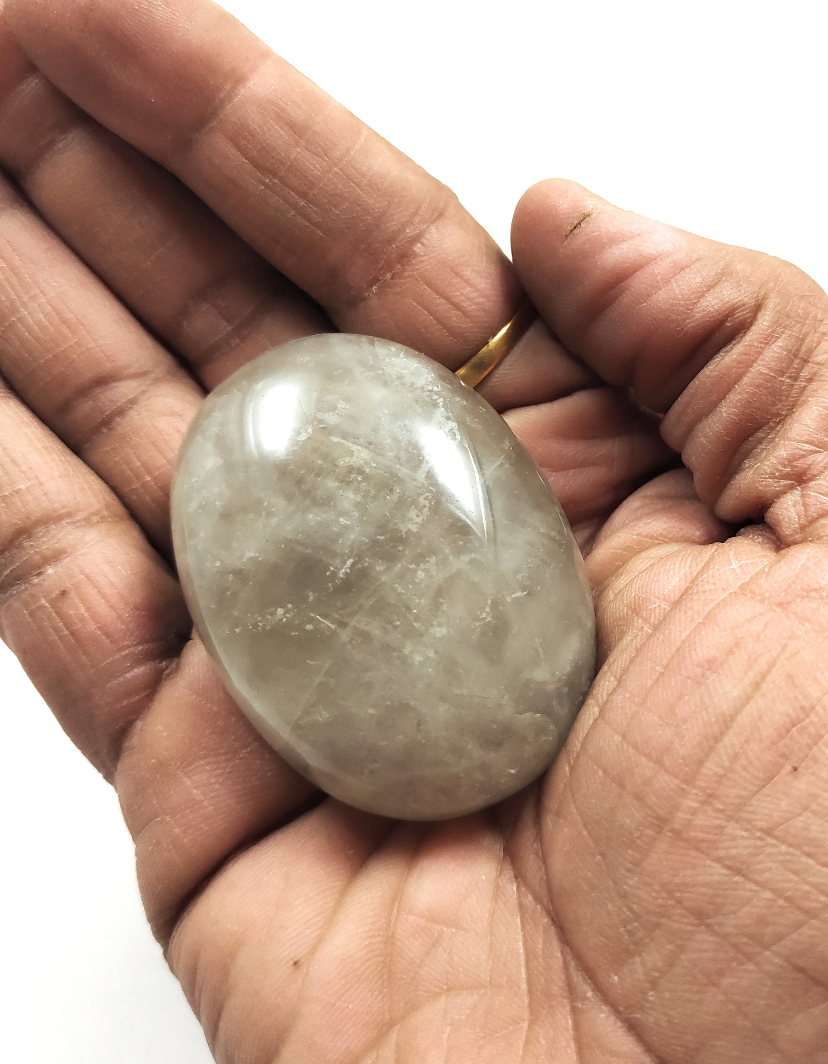 Quartz Smoky Palm Stone For Healing And Meditation (Polished) Brand : Rocksmins