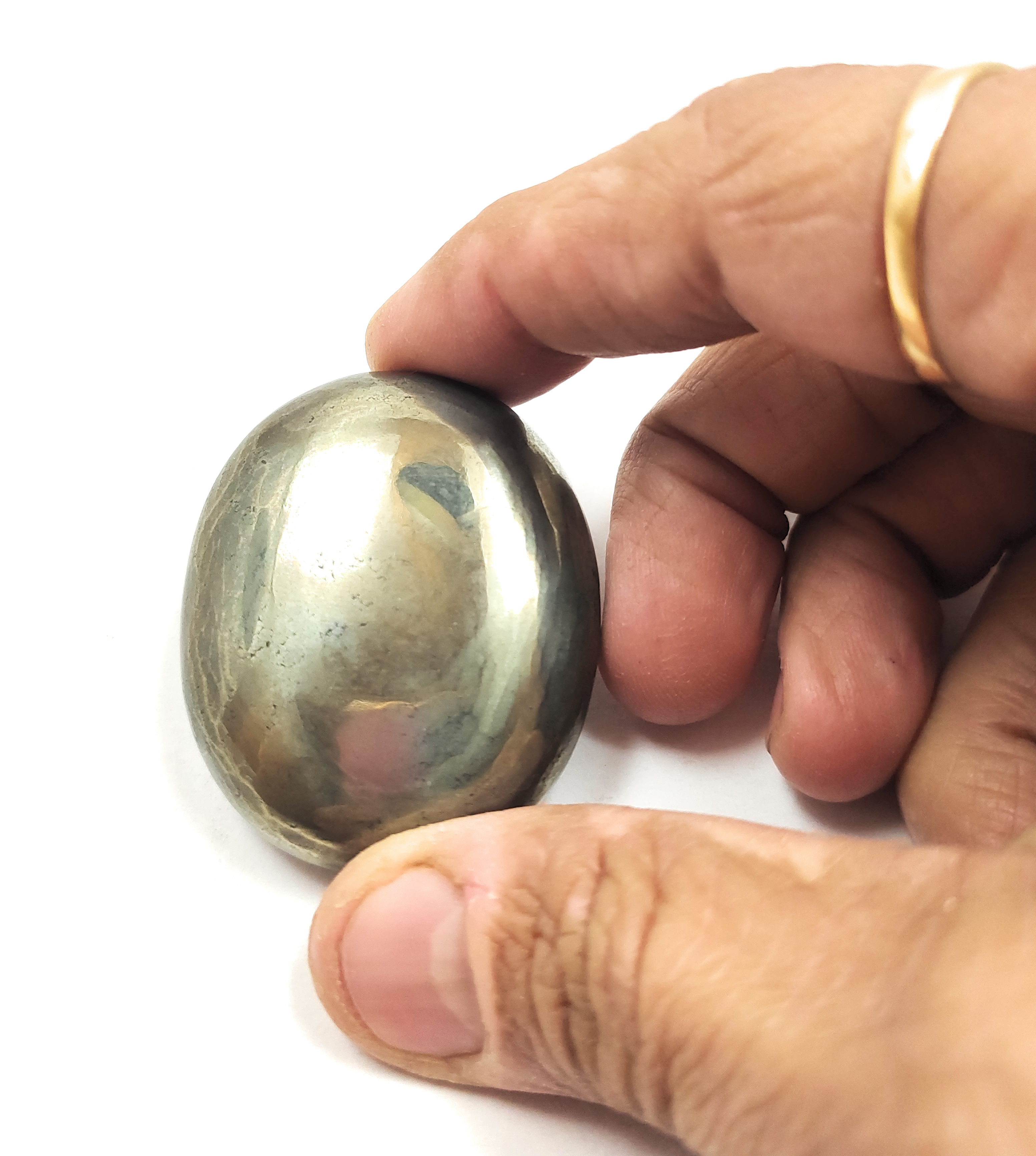 Pyrite Palm Stone For Healing And Meditation (Polished) Brand : Rocksmins