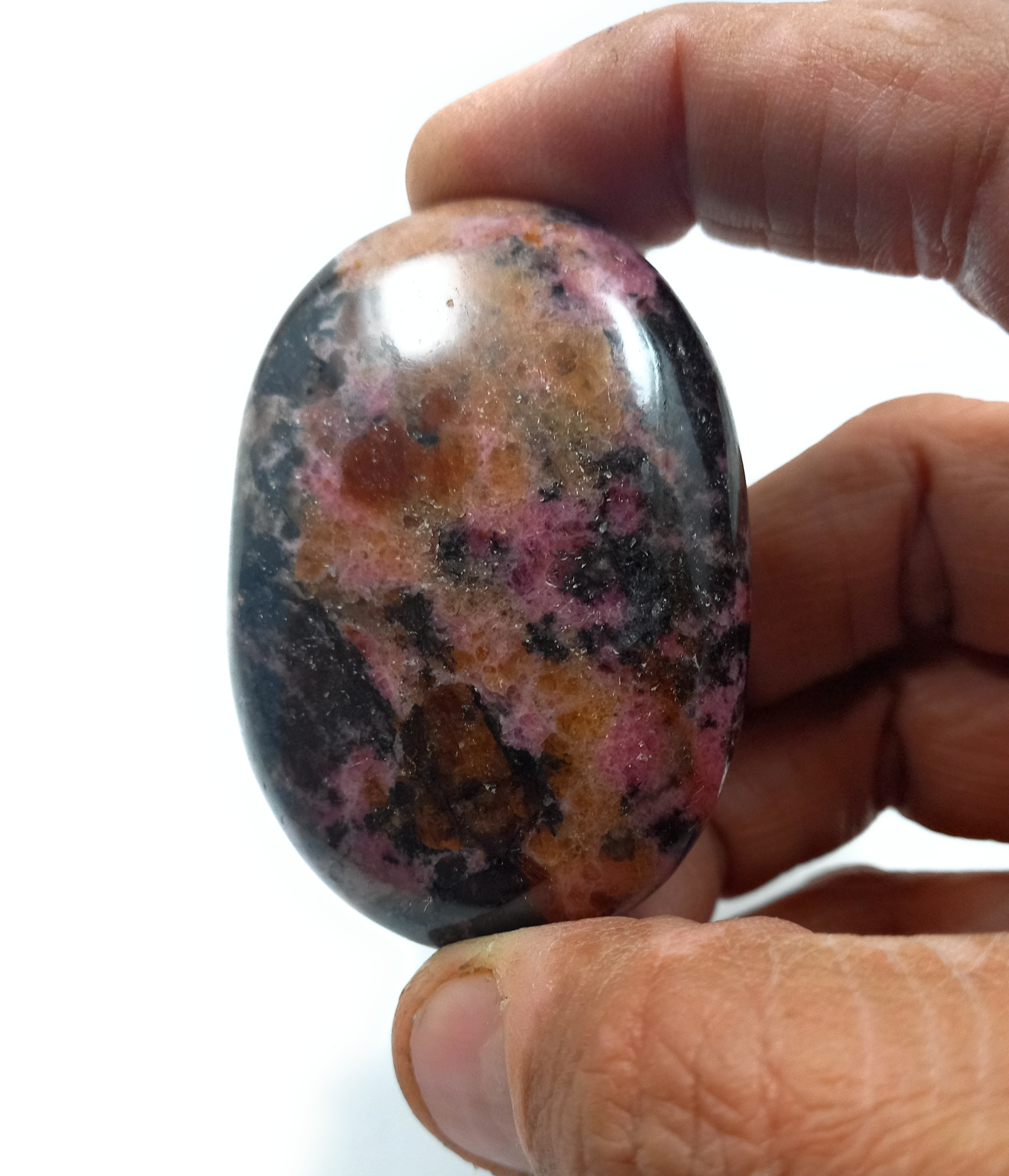 Rhodonite Palm Stone For Healing And Meditation (Polished) Brand : Rocksmins