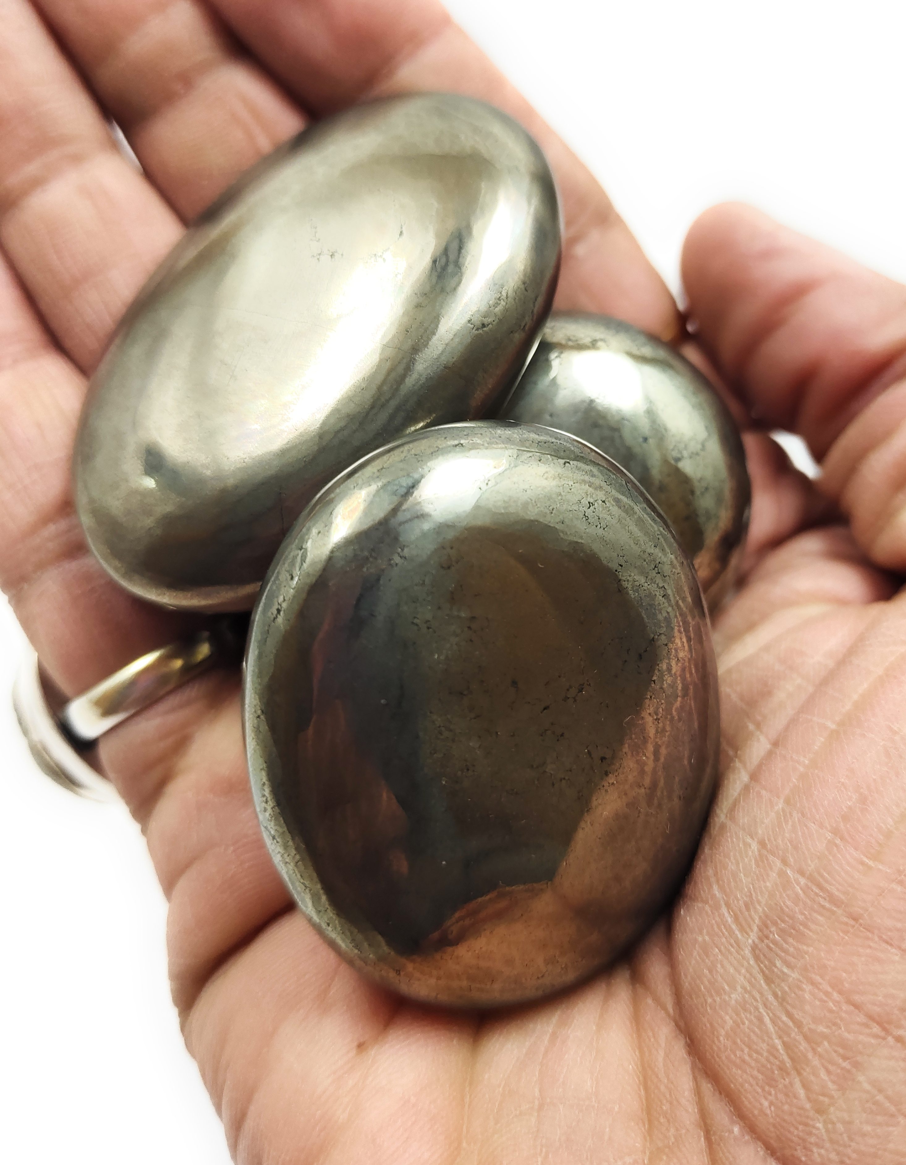 Pyrite Palm Stone For Healing And Meditation (Polished) Brand : Rocksmins