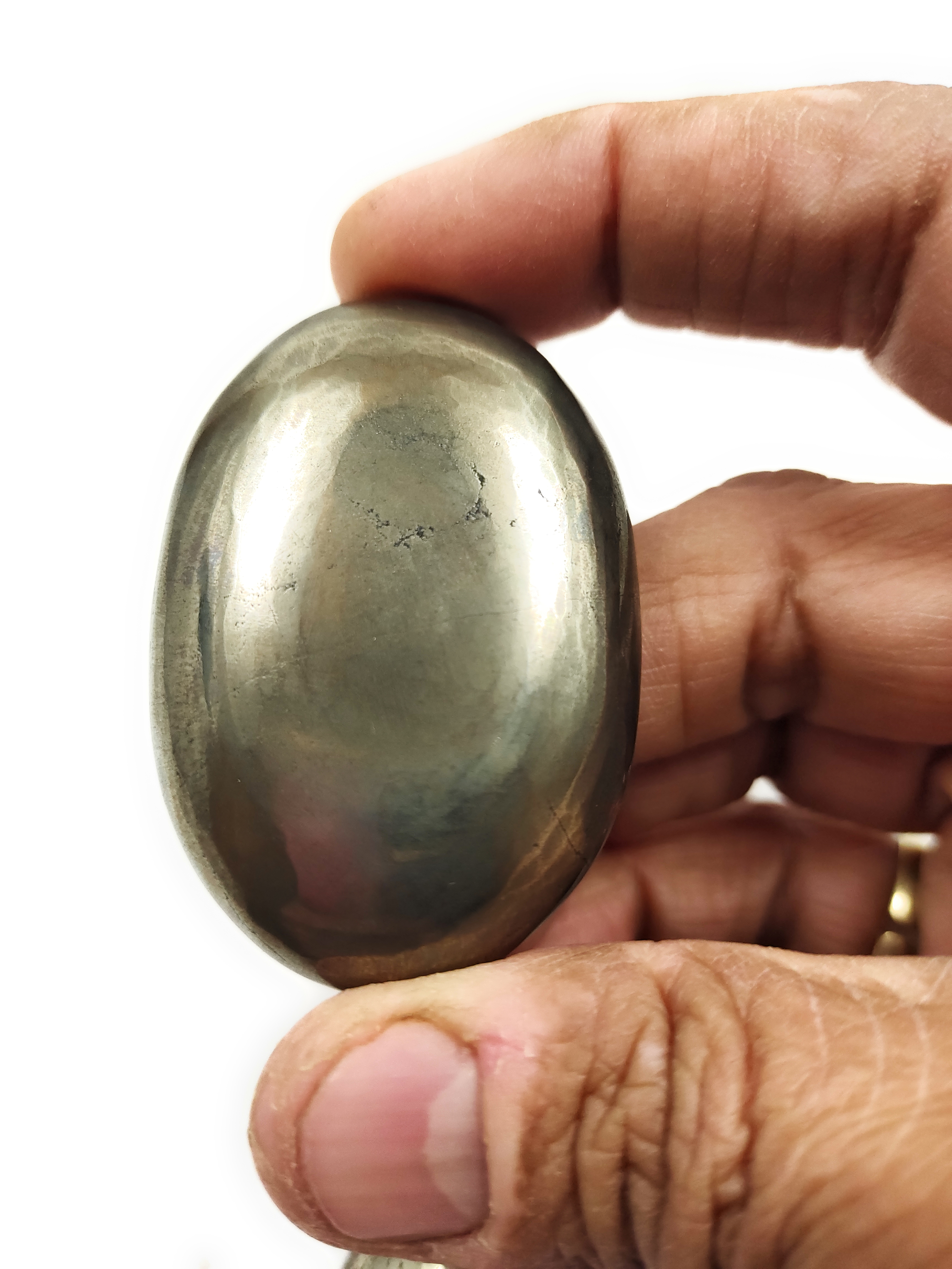 Pyrite Palm Stone For Healing And Meditation (Polished) Brand : Rocksmins