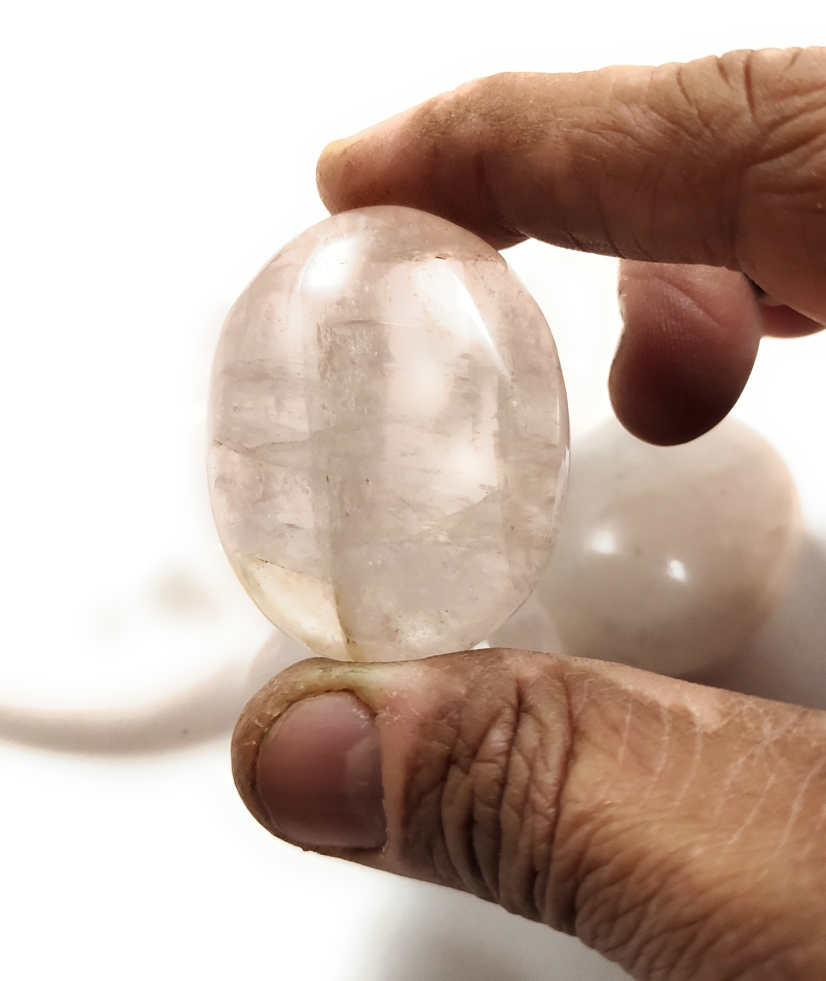 Rose Quartz Palm Stone For Healing And Meditation (Polished) Brand : Rocksmins