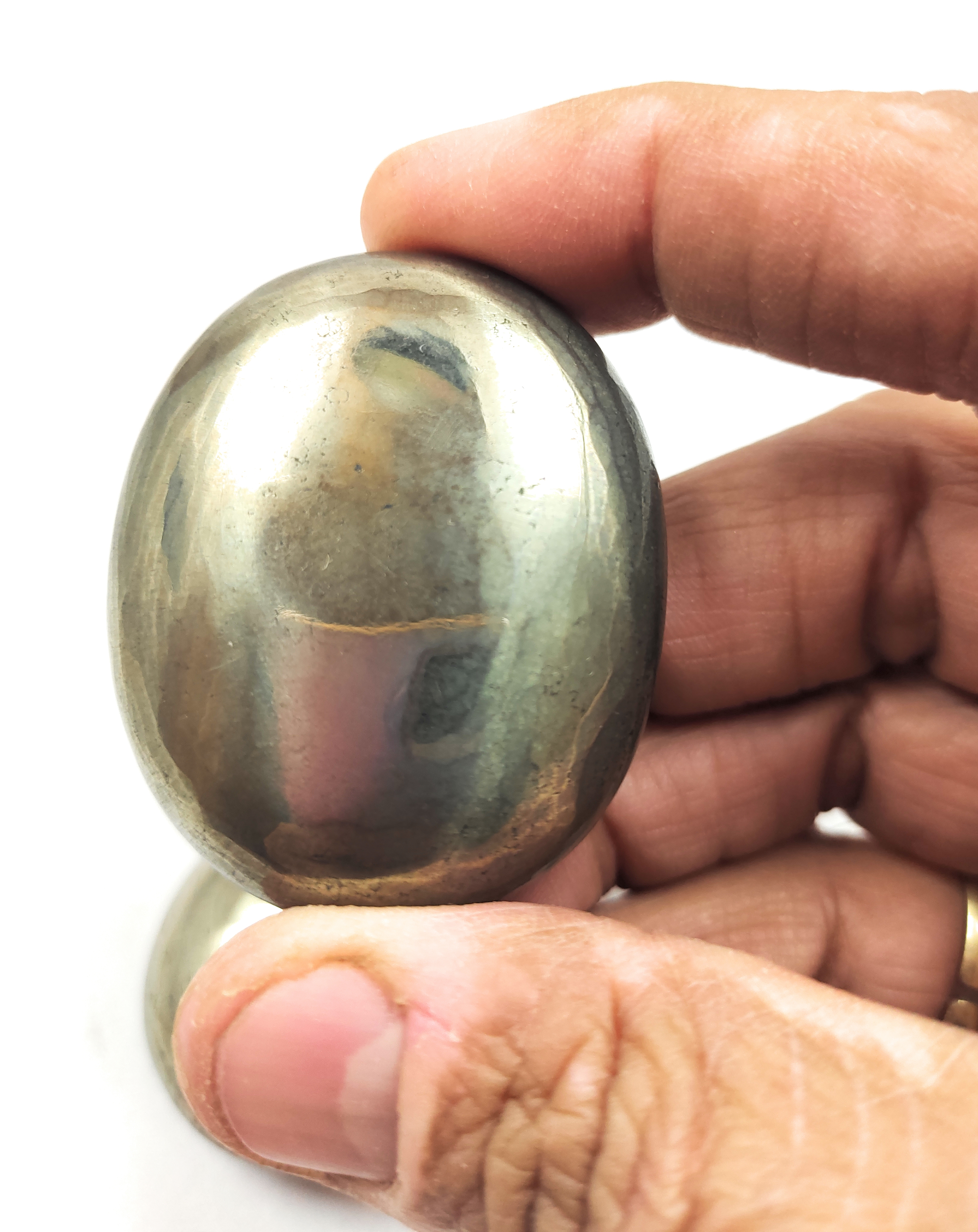 Pyrite Palm Stone For Healing And Meditation (Polished) Brand : Rocksmins