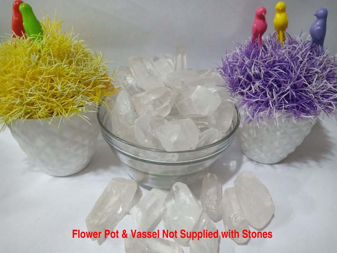 Quartz Crystal Pencil Natural Rough Stone 100gm+ For Reiki, Healing Aura Cleaning, Tumbling, Vastu, Meditation, Gardening, Decoration & Remove Negative Energy (Raw)   Brand : Rocksmins
