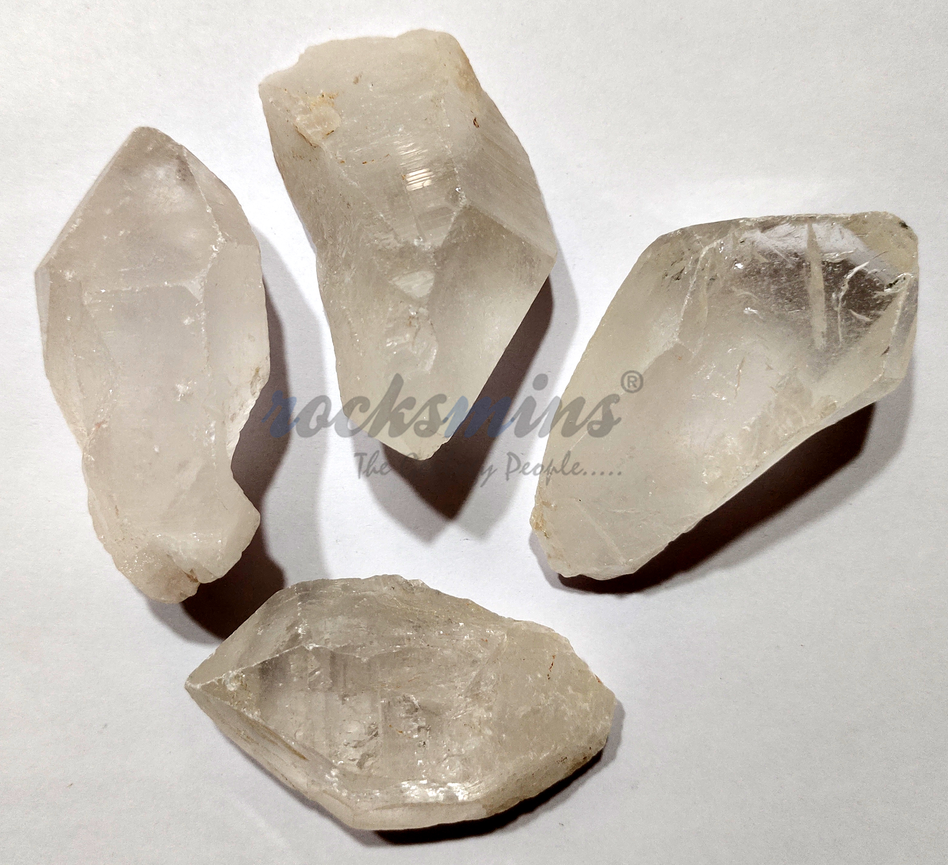 Quartz Pencil Pcs Natural Rough Stone 100gm+ For Reiki, Healing Aura Cleaning, Tumbling, Vastu, Meditation, Gardening, Decoration & Remove Negative Energy (Raw)   Brand : Rocksmins