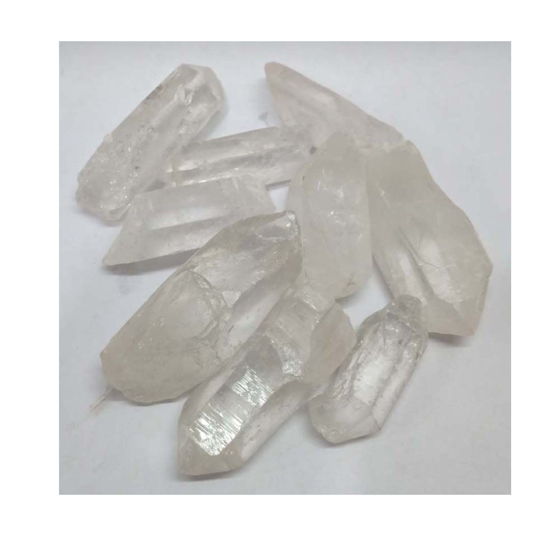 Quartz Crystal Pencil Natural Rough Stone 100gm+ For Reiki, Healing Aura Cleaning, Tumbling, Vastu, Meditation, Gardening, Decoration & Remove Negative Energy (Raw)   Brand : Rocksmins