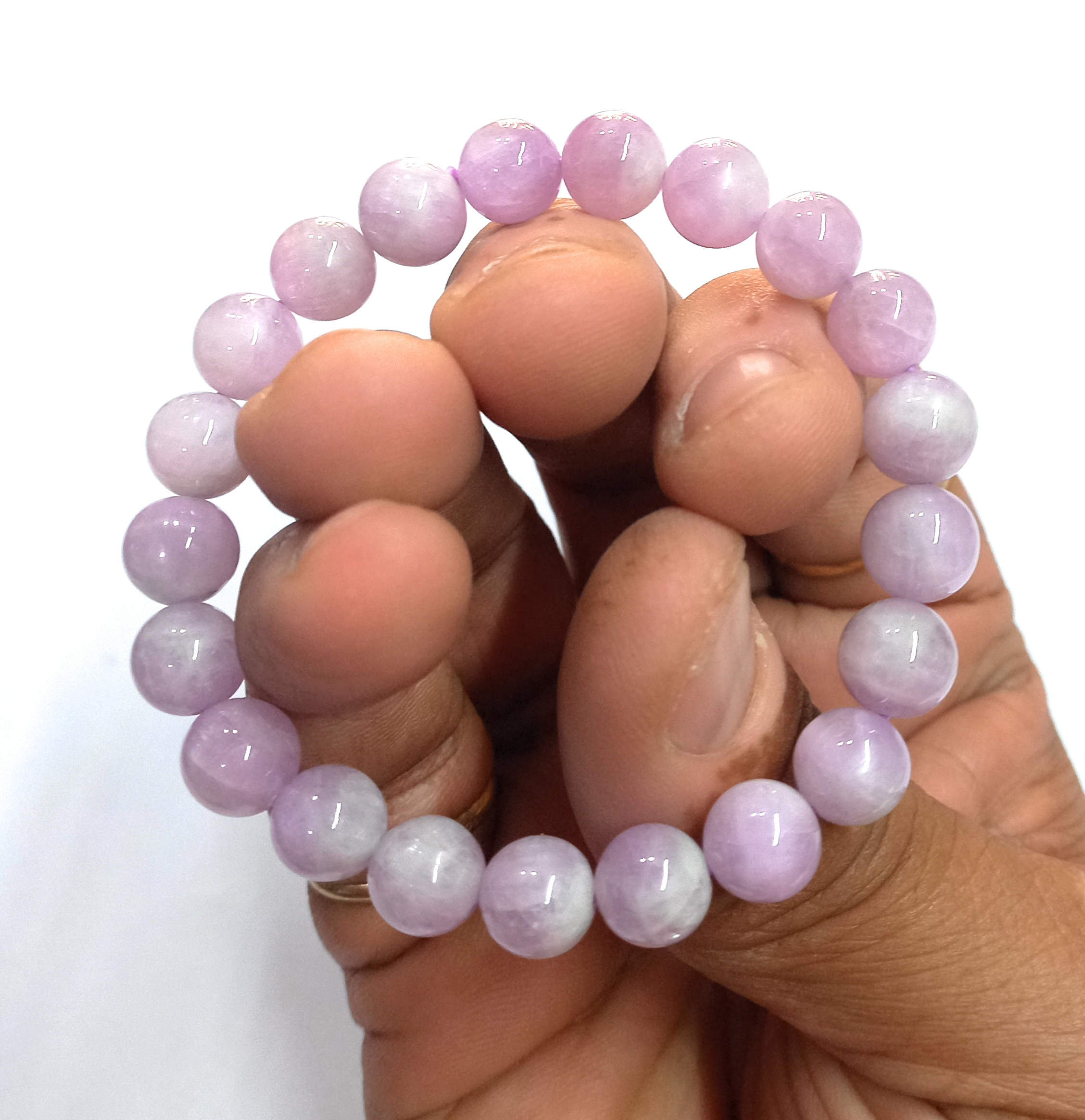 Kunzite Pink Bracelet Natural Original Crystal Certified Real Stone Stylish for Men Women Boy Girl Unisex 8mm Beads Stretchable Brand : Rocksmins