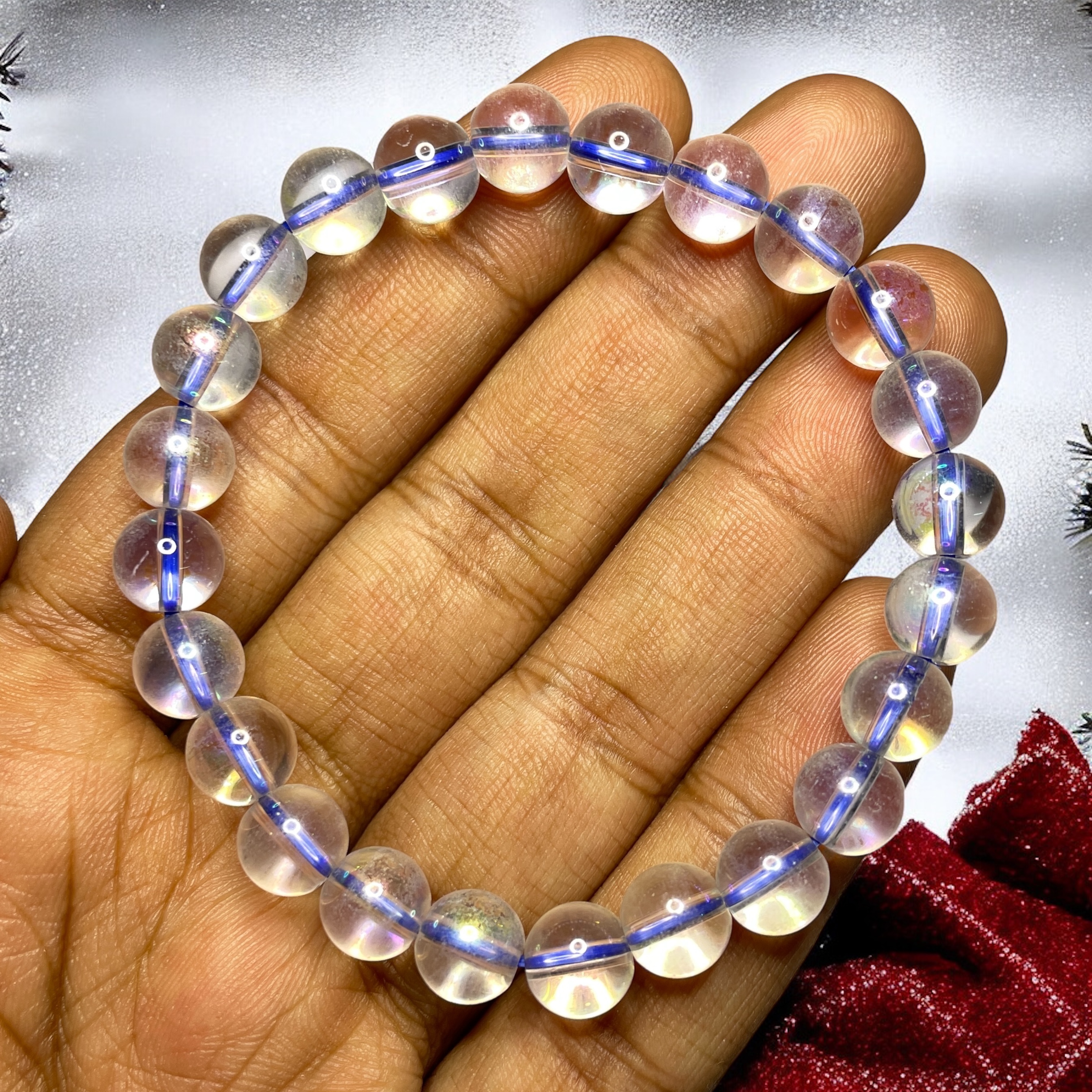 Angel Aura Quartz Bracelet Natural Original Crystal Certified Real Stone Stylish for Men Women Boy Girl Unisex 8mm Beads Stretchable