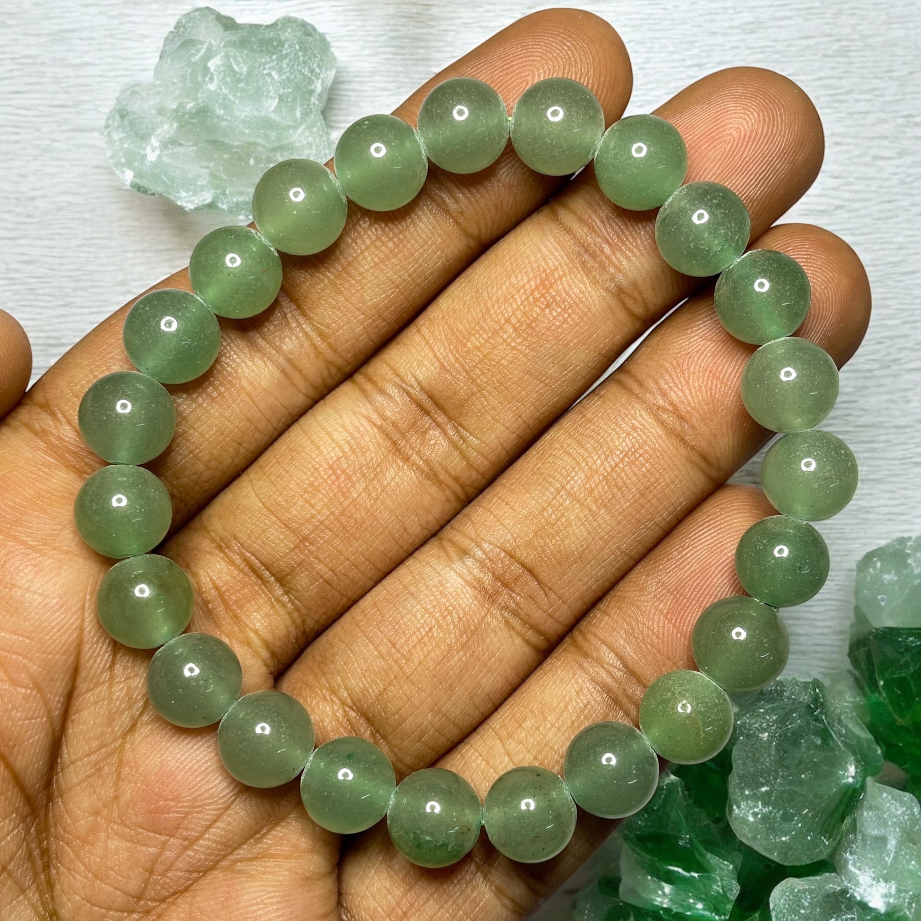 Aventurine Green Bracelet Natural Original Crystal Certified Real Stone Stylish for Men Women Boy Girl Unisex 8mm Beads Stretchable
