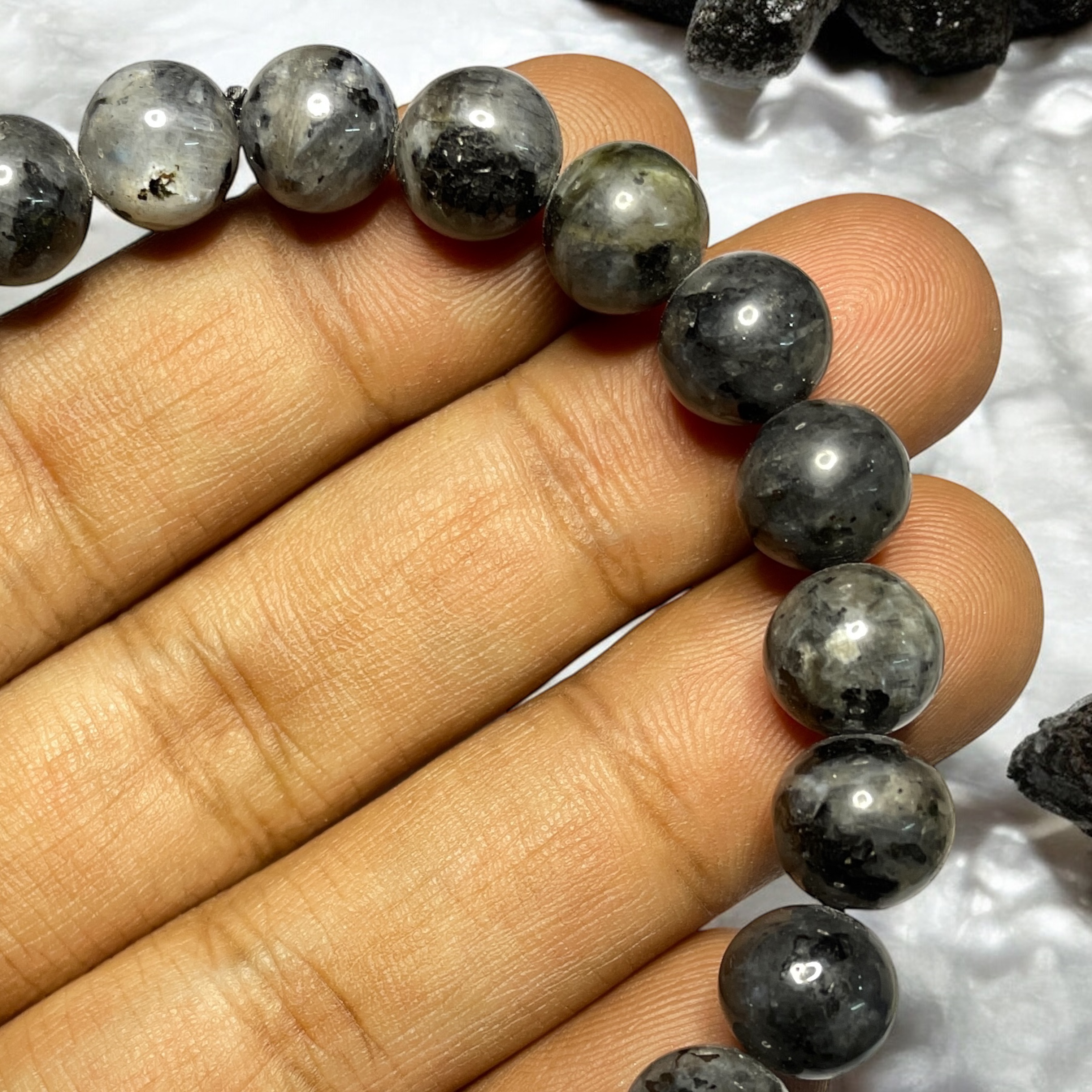 Larvekite Bracelet Natural Original Crystal Certified Real Stone Stylish for Men Women Boy Girl Unisex 8mm Beads Stretchable Brand : Rocksmins