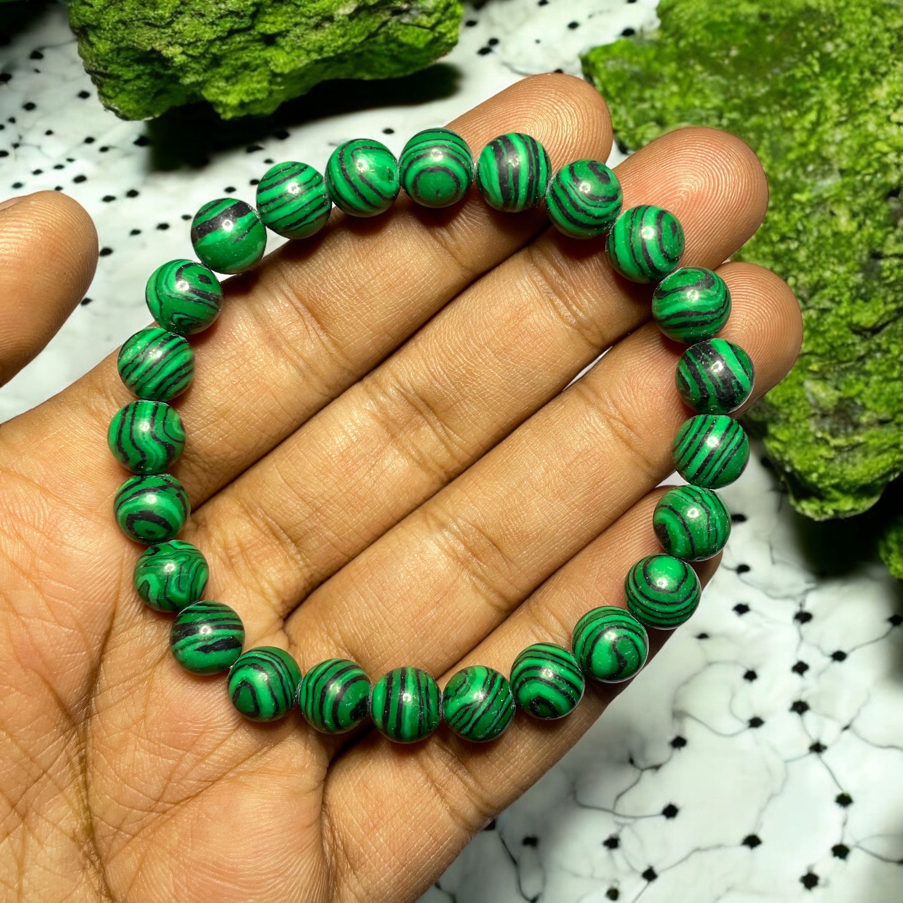 malachite-synthetic-bracelet-stylish-for-men-women-boy-girl-unisex-8mm-beads-stretchable-brand--rocksmins-