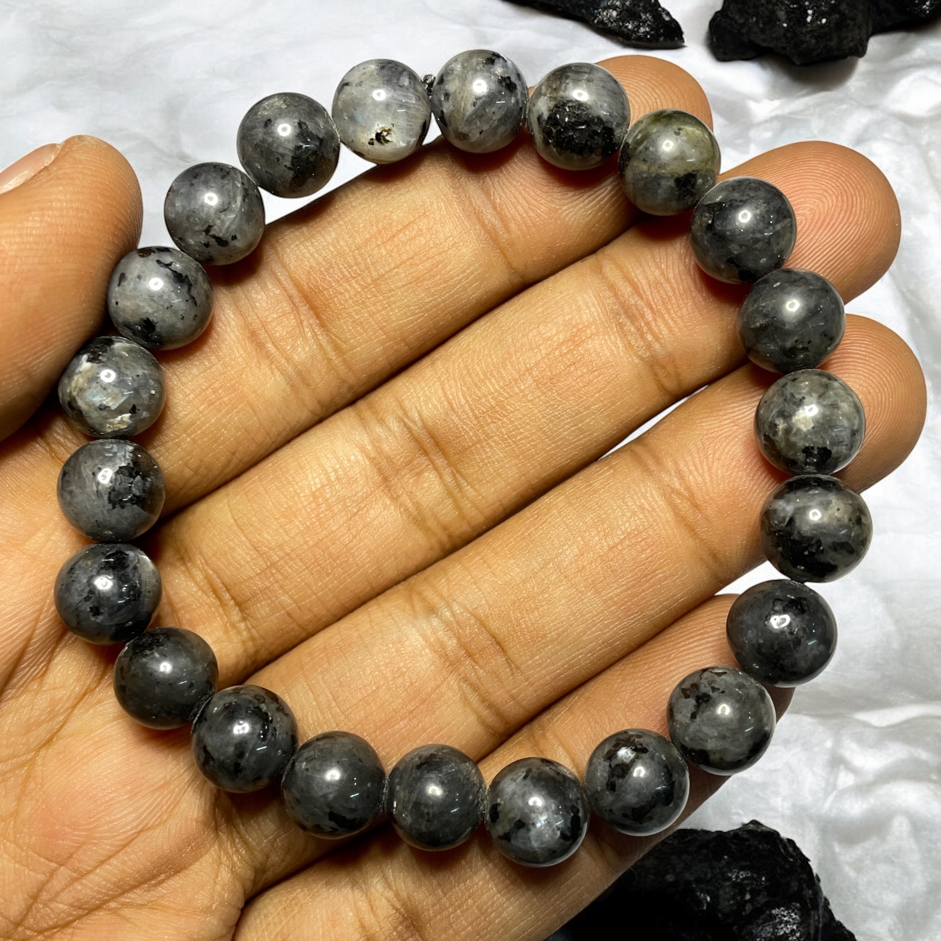 Larvekite Bracelet Natural Original Crystal Certified Real Stone Stylish for Men Women Boy Girl Unisex 8mm Beads Stretchable Brand : Rocksmins