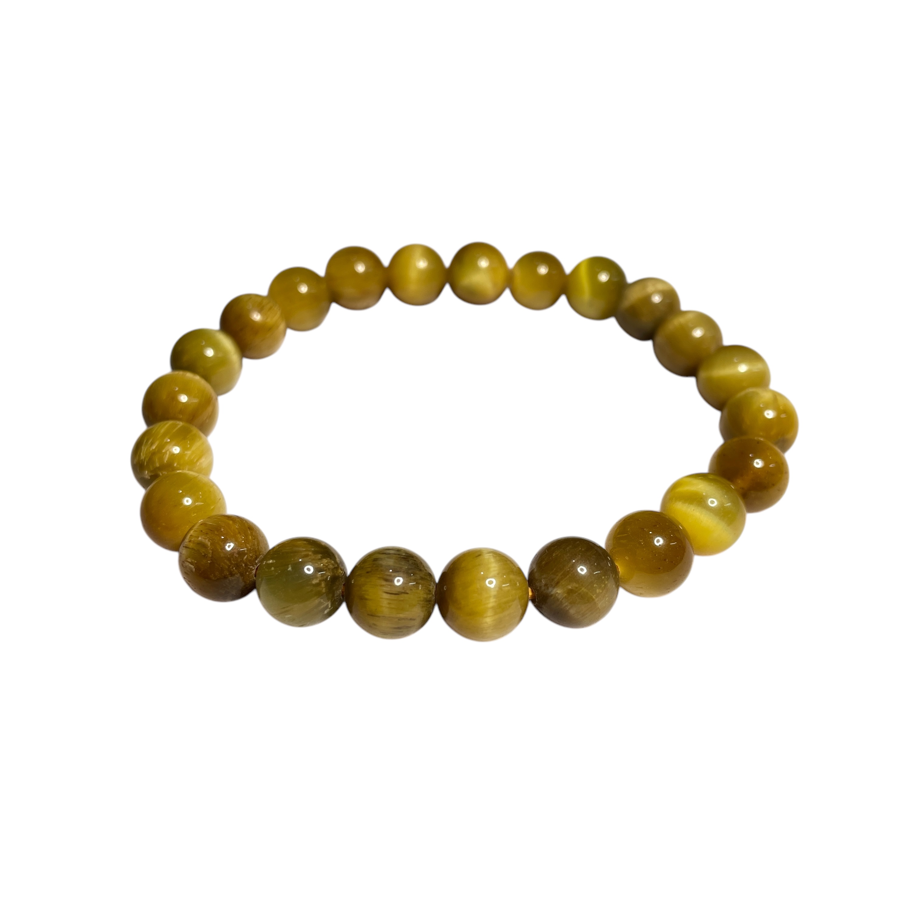 Cat's Eye Yellow Bracelet Natural Original Crystal Certified Real Stone Stylish for Men Women Boy Girl Unisex 8mm Beads Stretchable