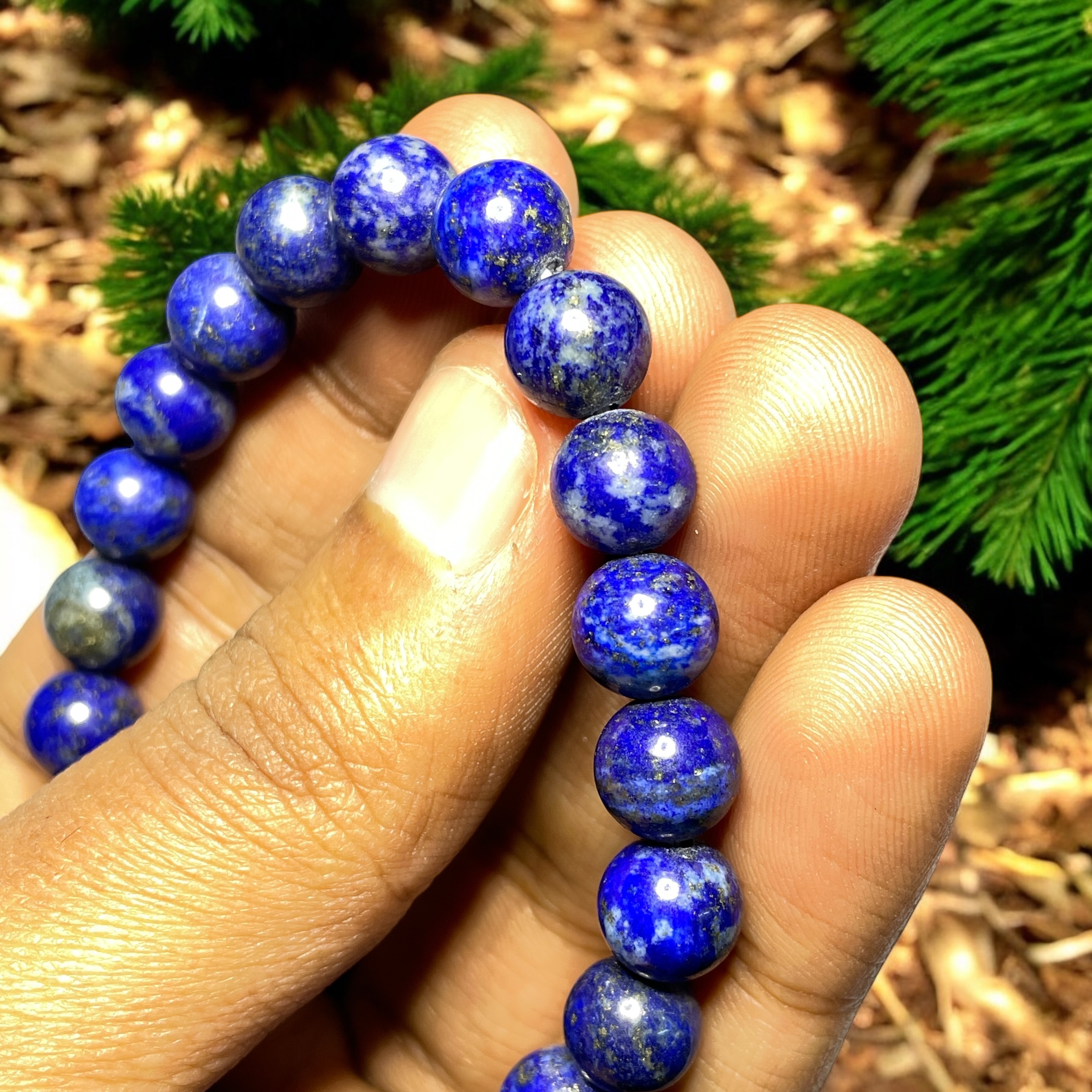 Lapis Lazuli AAA Bracelet Natural Original Crystal Certified Real Stone Stylish for Men Women Boy Girl Unisex 8mm Beads Stretchable Brand : Rocksmins