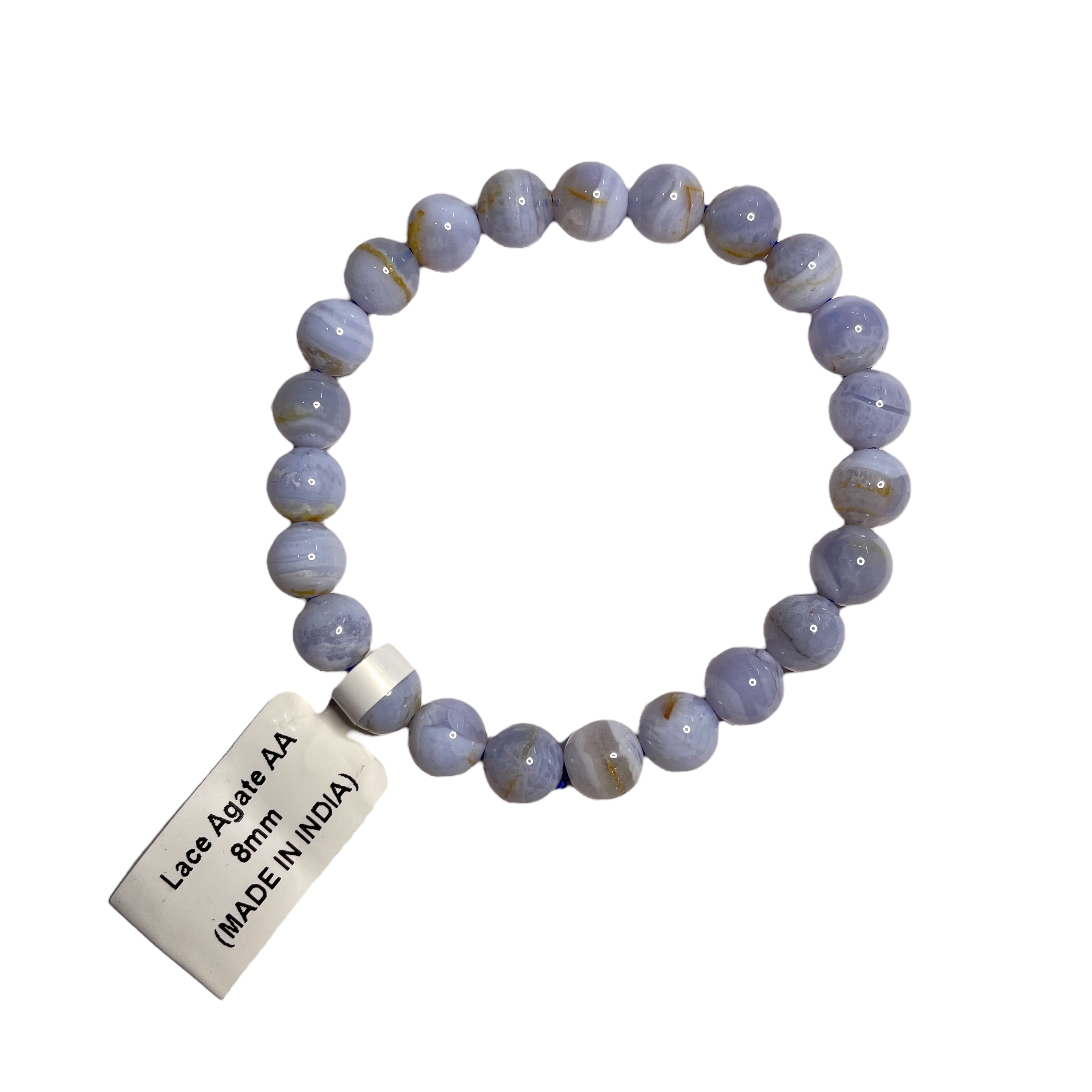 Lace Agate Blue  Bracelet Natural Original Crystal Certified Real Stone Stylish for Men Women Boy Girl Unisex 8mm Beads Stretchable Brand : Rocksmins