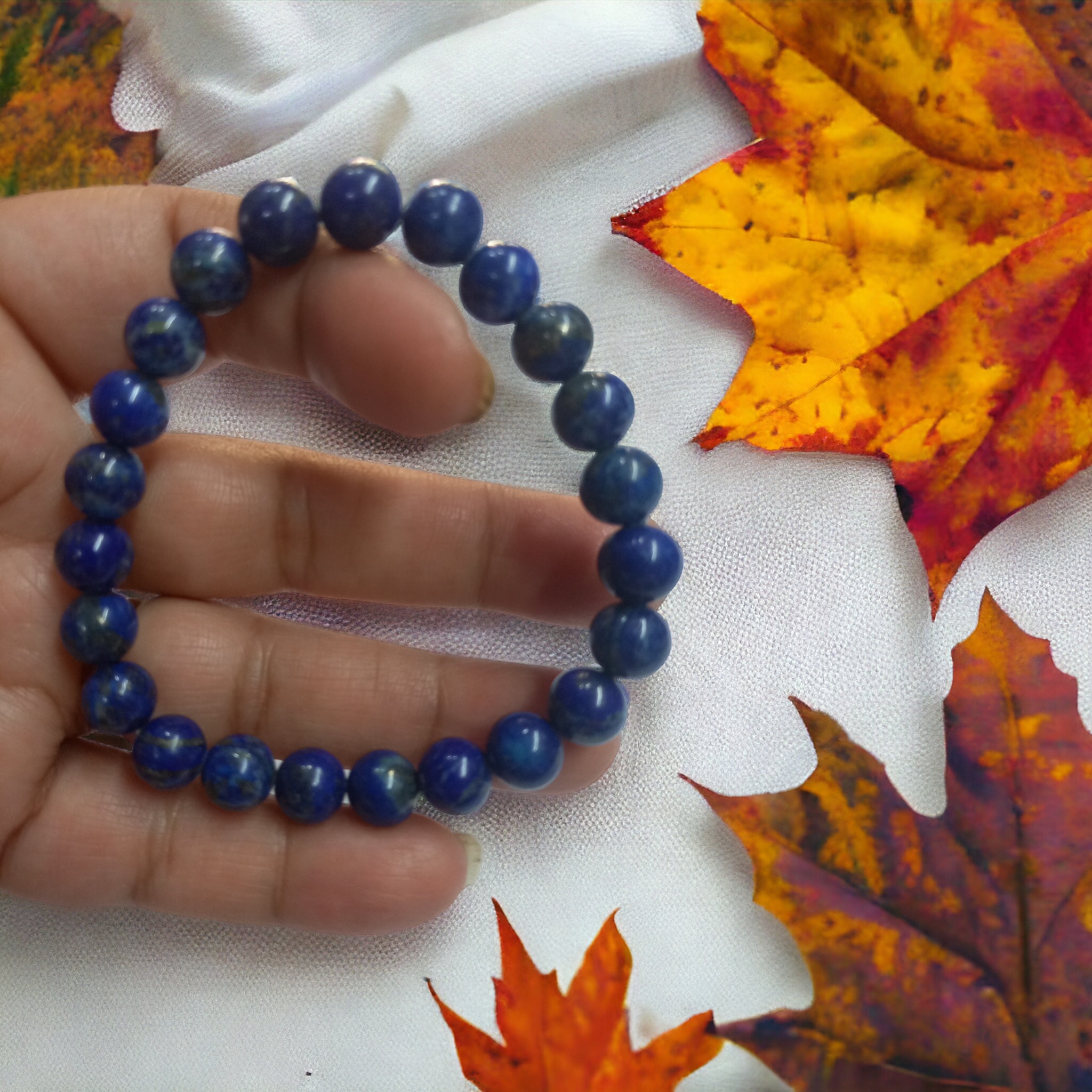 Lapis Lazuli Bracelet Natural Original Crystal Certified Real Stone Stylish for Men Women Boy Girl Unisex 8mm Beads Stretchable Brand : Rocksmins