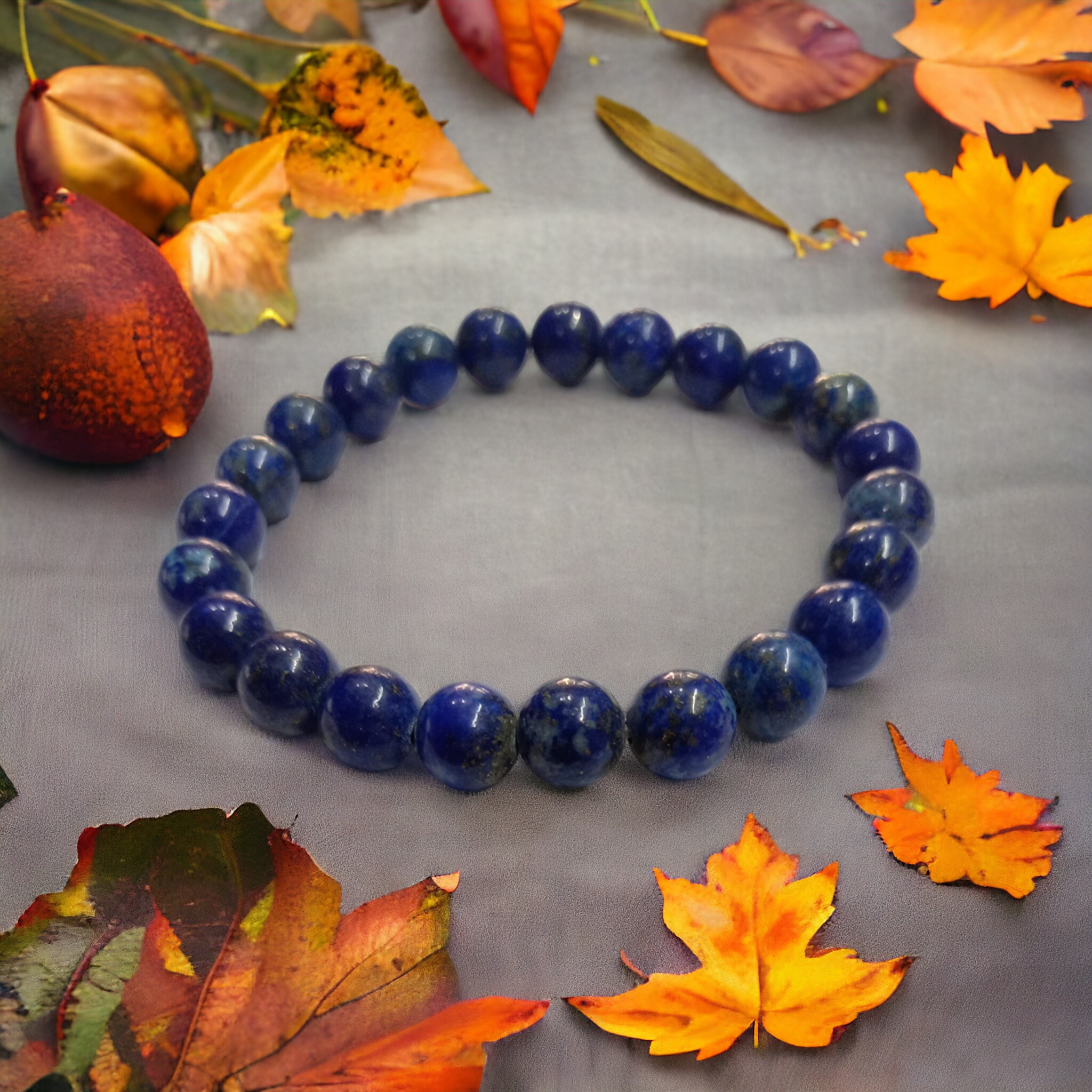 Lapis Lazuli Bracelet Natural Original Crystal Certified Real Stone Stylish for Men Women Boy Girl Unisex 8mm Beads Stretchable Brand : Rocksmins