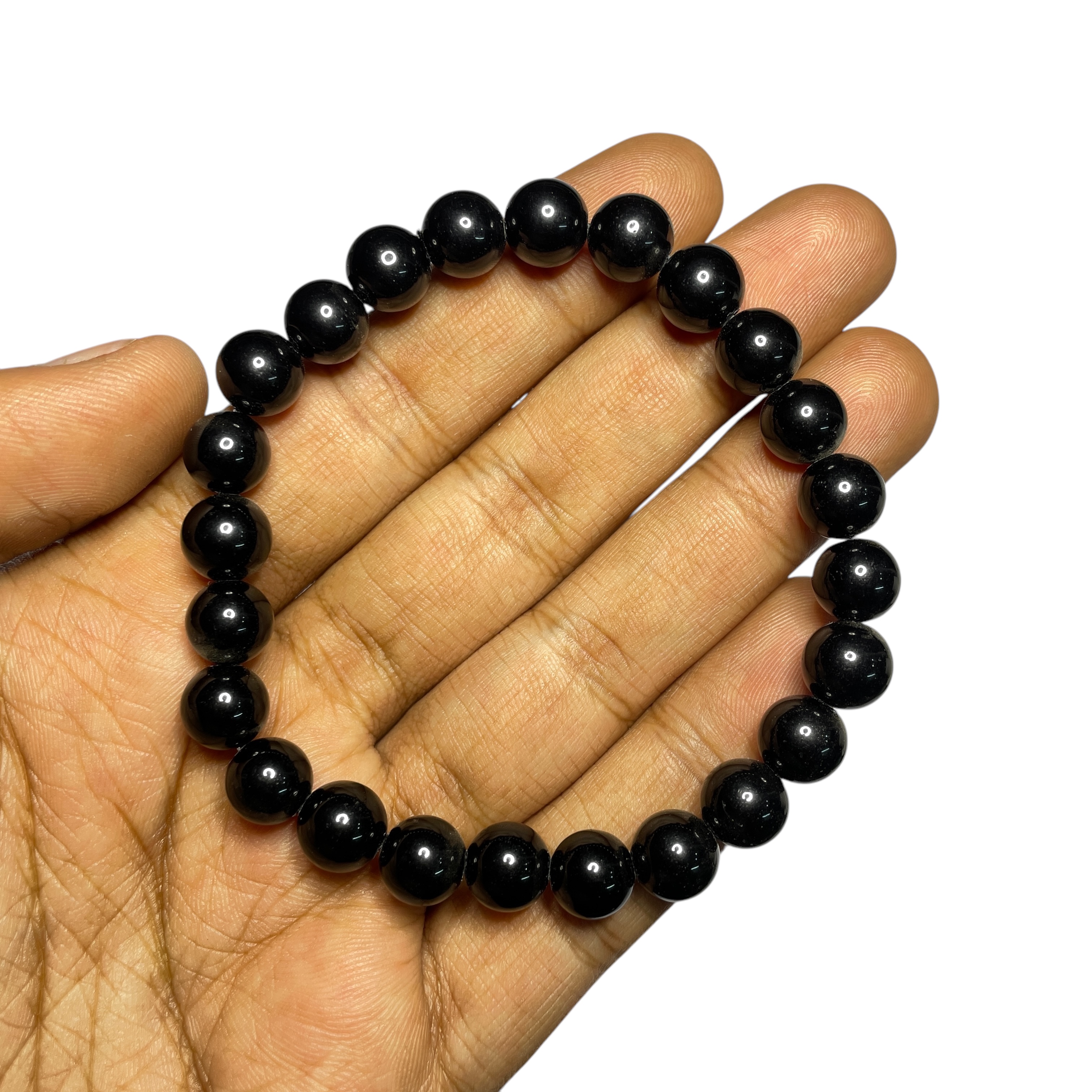 Black Quartz Bracelet Natural Original Crystal Certified Real Stone Stylish for Men Women Boy Girl Unisex 8mm Beads Stretchable Brand : Rocksmins