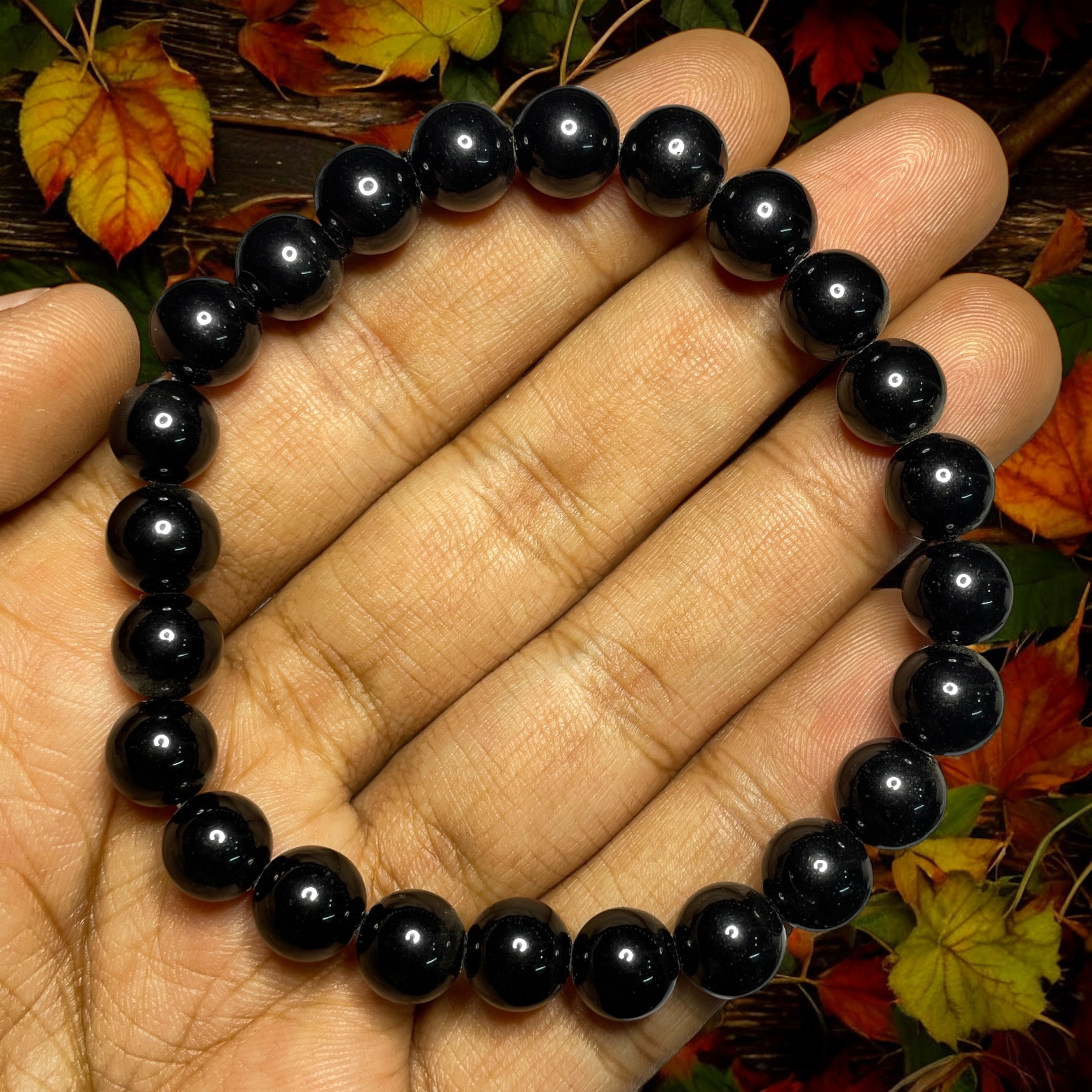 Black Quartz Bracelet Natural Original Crystal Certified Real Stone Stylish for Men Women Boy Girl Unisex 8mm Beads Stretchable Brand : Rocksmins
