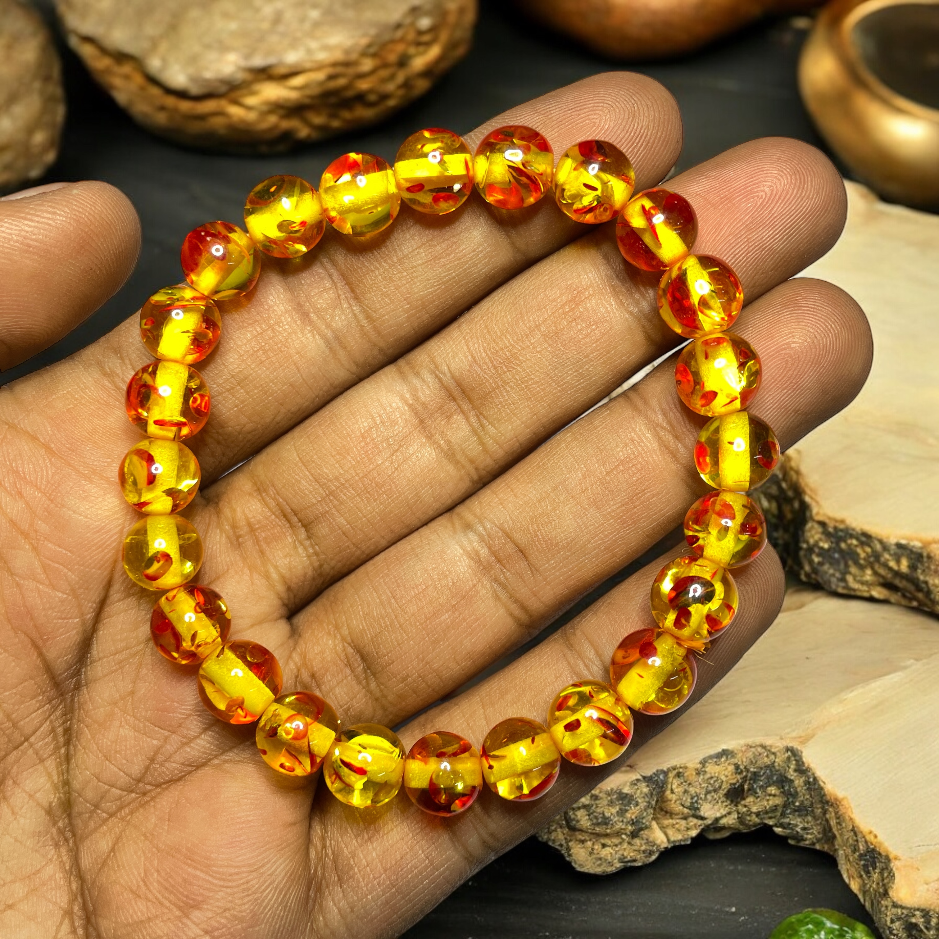amber-synthetic-bracelet-stylish-for-men-women-boy-girl-unisex-8mm-beads-stretchable-brand--rocksmins