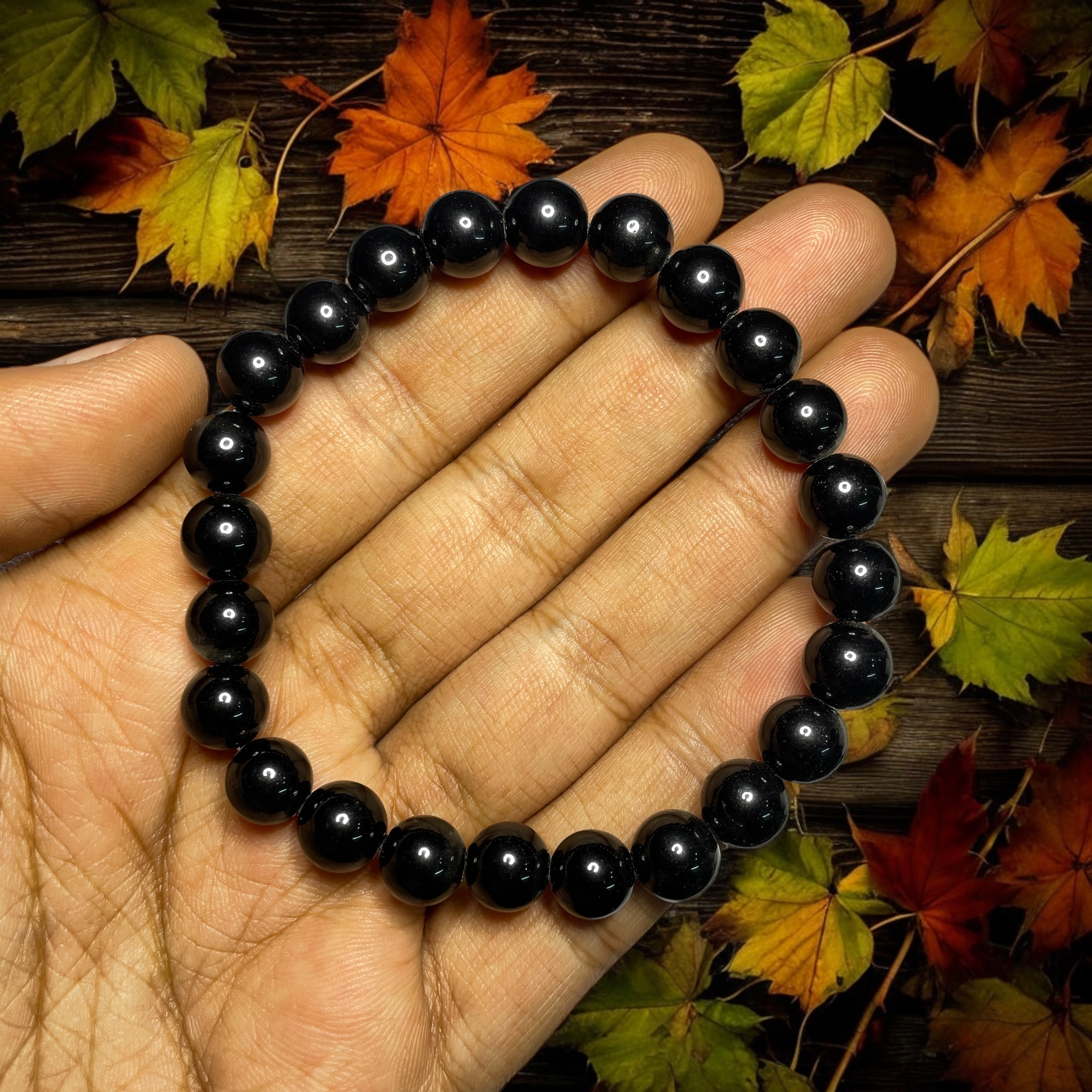 black-quartz-bracelet-natural-original-crystal-certified-real-stone-stylish-for-men-women-boy-girl-unisex-8mm-beads-stretchable-brand--rocksmins