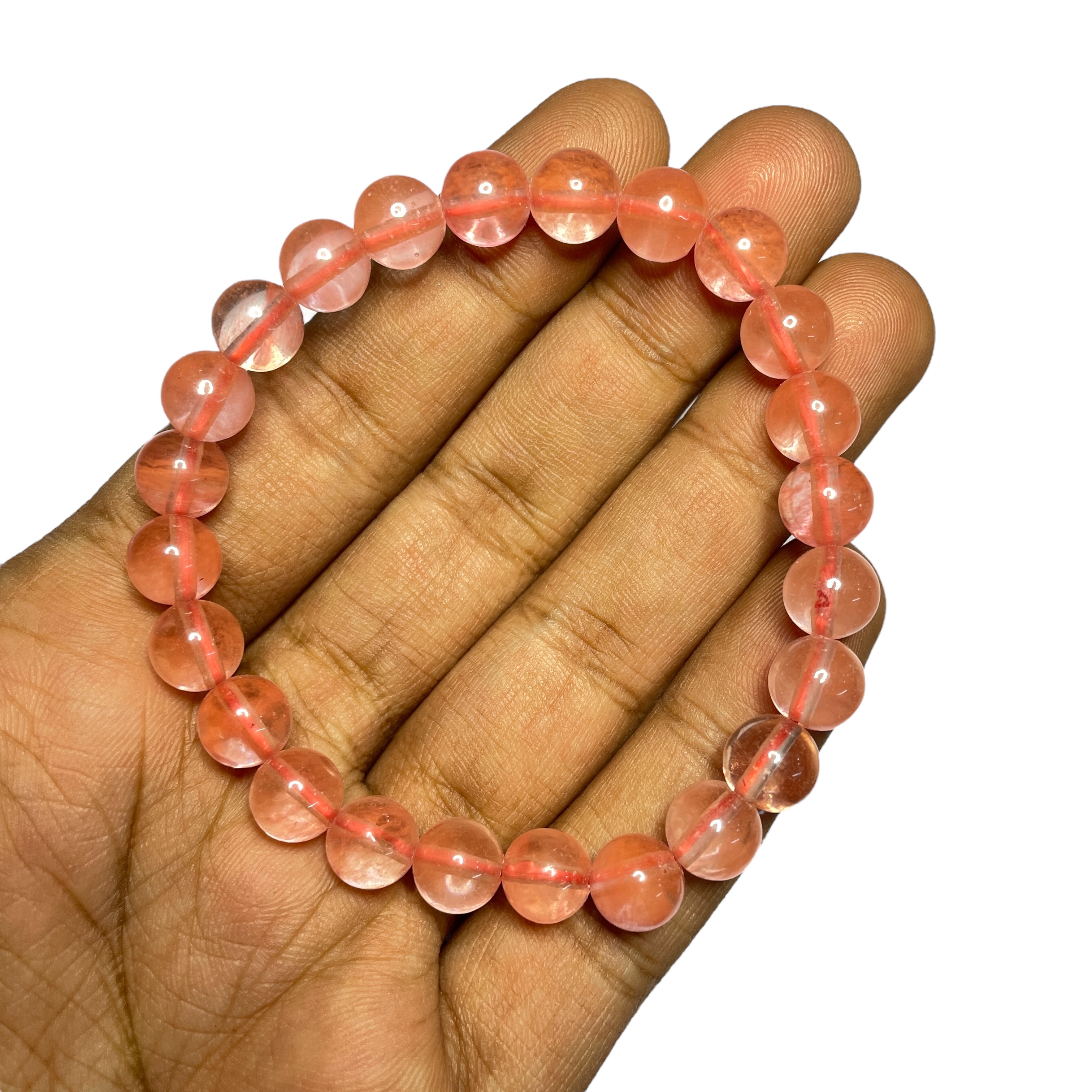Cherry Quartz Bracelet Natural Original Crystal Certified Real Stone Stylish for Men Women Boy Girl Unisex 8mm Beads Stretchable Brand : Rocksmins