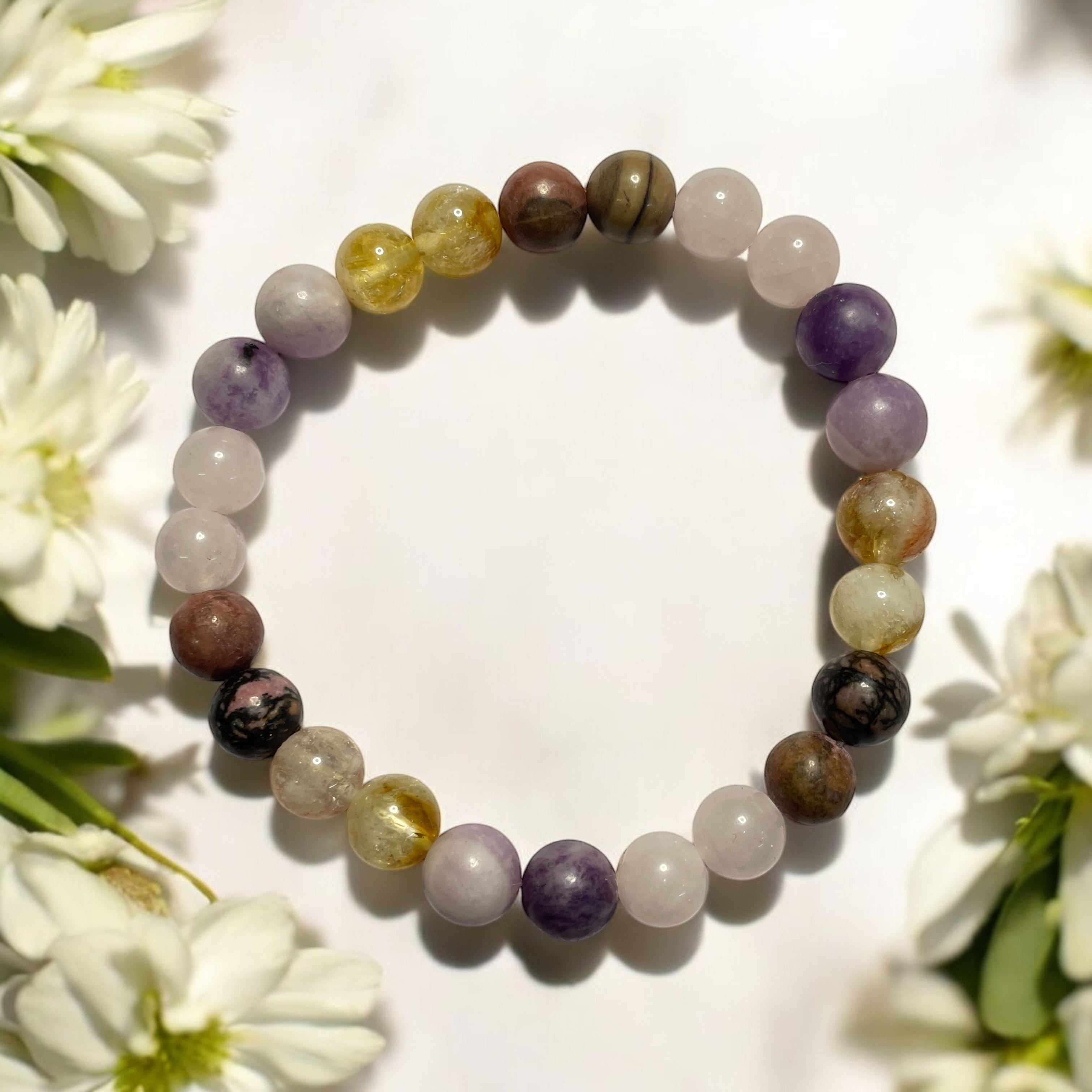 For Loneliness (Advance) Remedies & Intentions Bracelet Natural Made With Original Crystal Stone for Men Women Boy Girl Unisex 8mm Beads Stretchable Brand :- Rocksmins