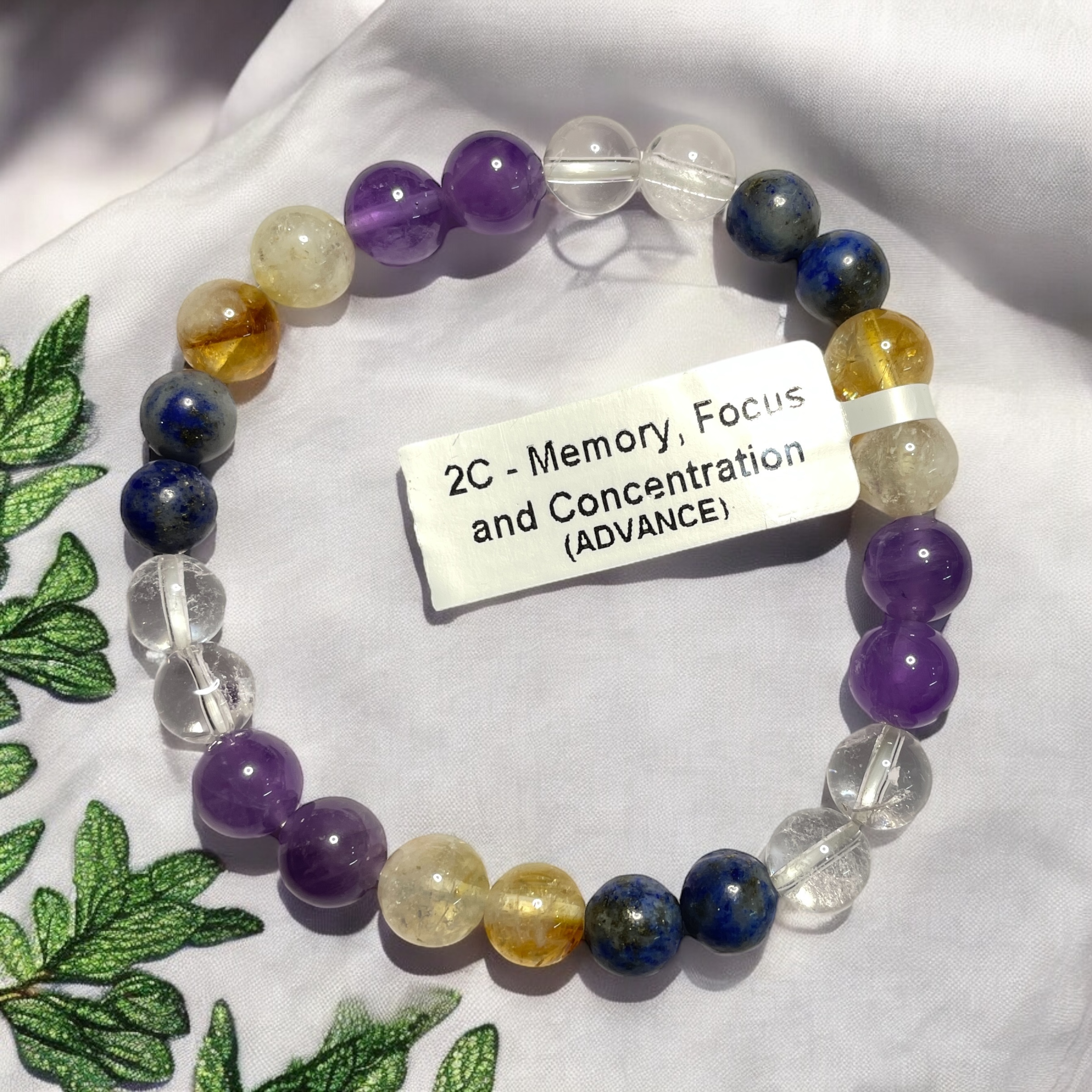 memory, focus and concentration (Advance) Remedies & Intentions Bracelet Natural Made With Original Crystal Stone for Men Women Boy Girl Unisex 8mm Beads Stretchable Brand :- Rocksmins