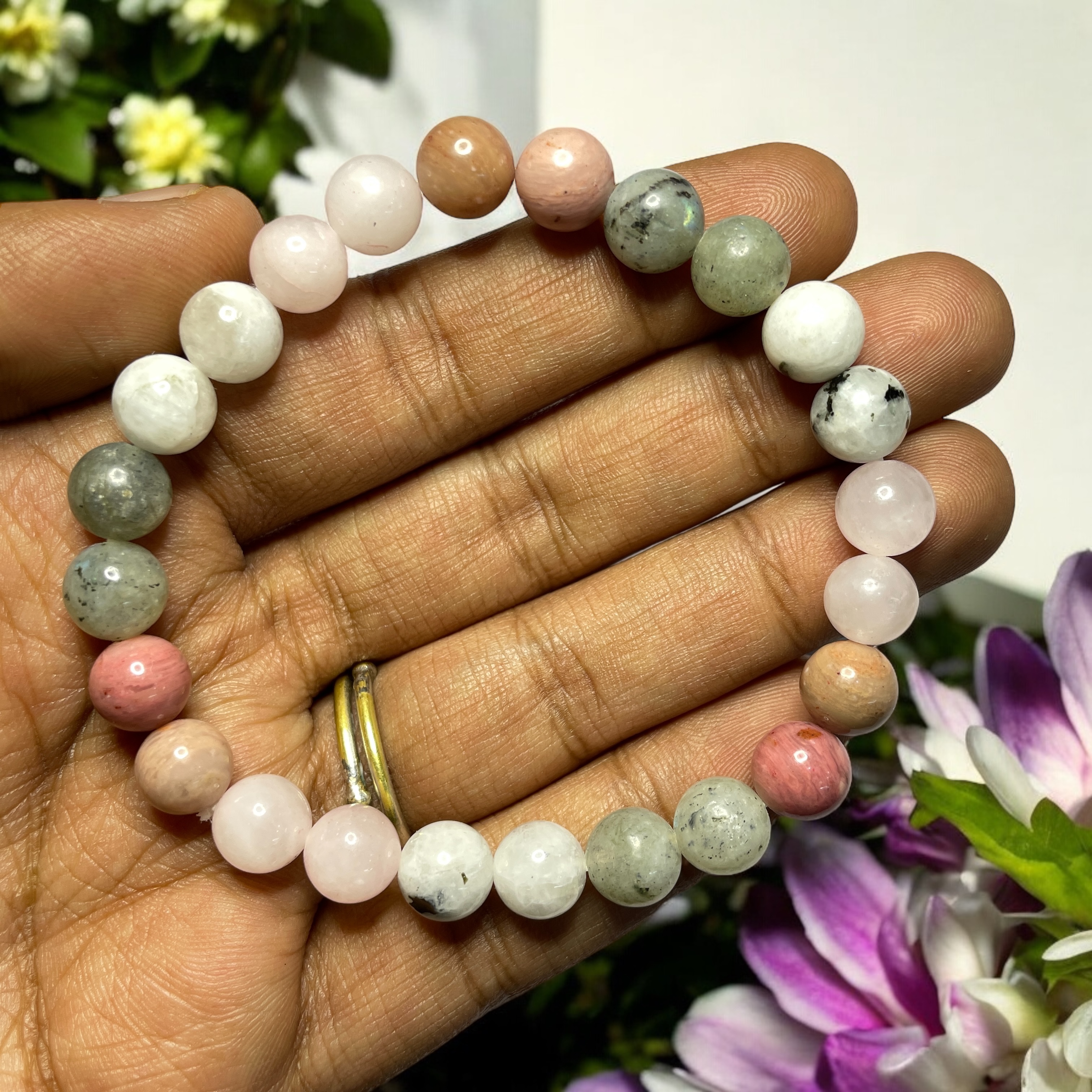 Love & Relationship (Advance) Remedies & Intentions Bracelet Natural Made With Original Crystal Stone for Men Women Boy Girl Unisex 8mm Beads Stretchable Brand :- Rocksmins