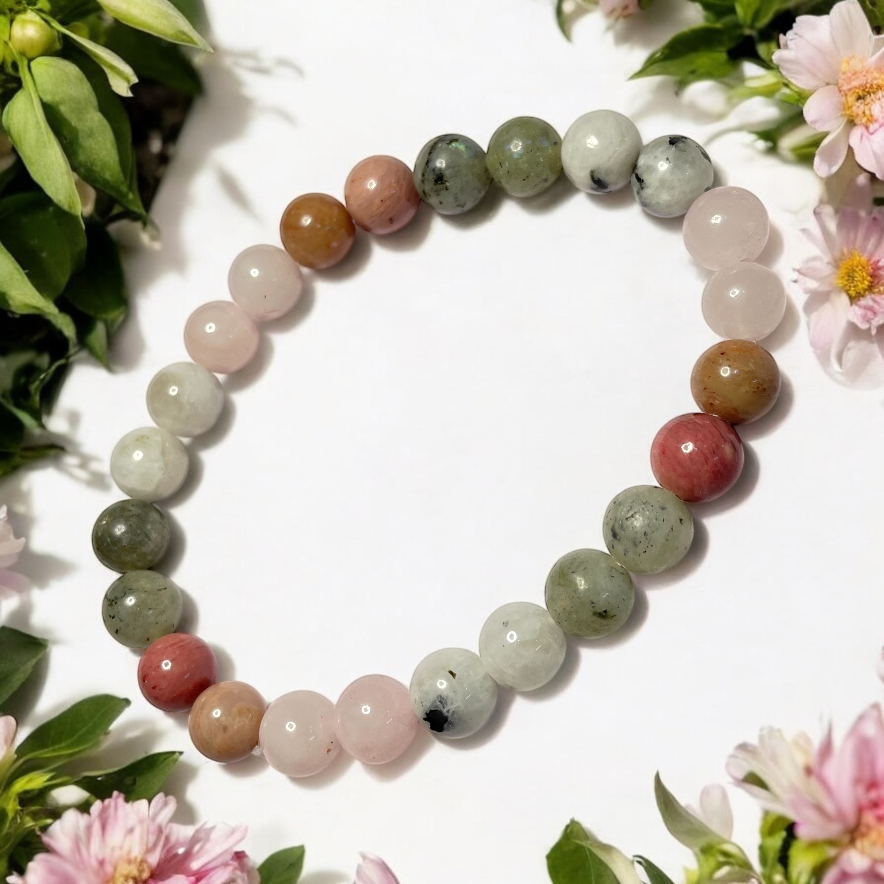 Love & Relationship (Advance) Remedies & Intentions Bracelet Natural Made With Original Crystal Stone for Men Women Boy Girl Unisex 8mm Beads Stretchable Brand :- Rocksmins