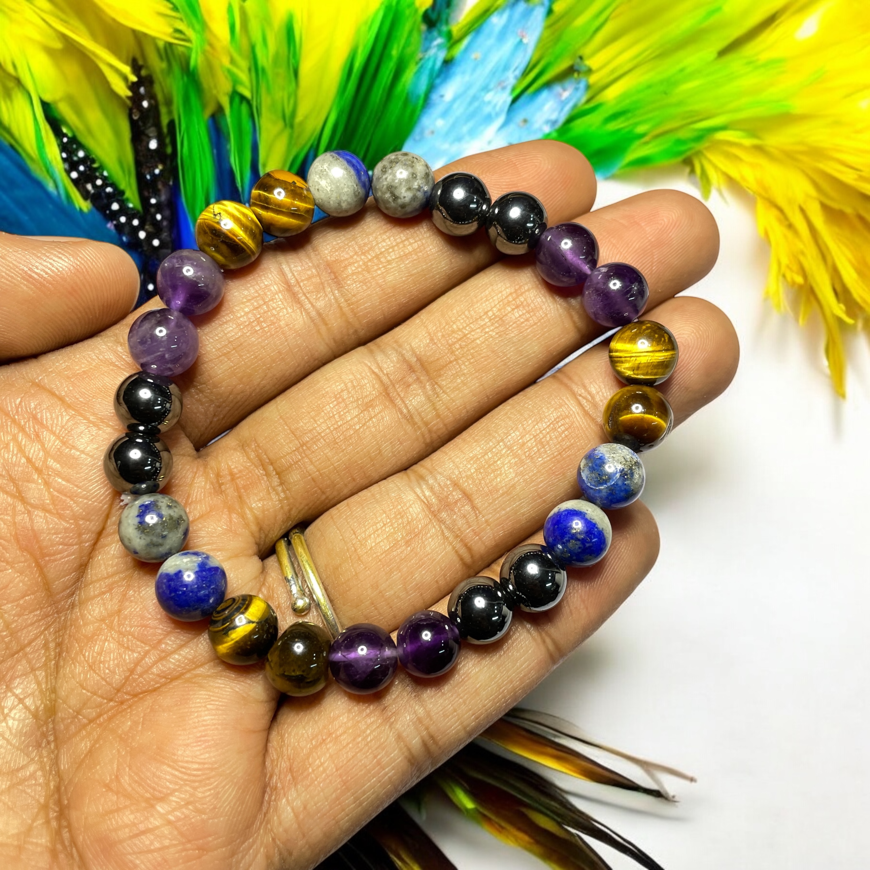 Back Pain Relief (Advance) Remedies & Intentions Bracelet Natural Made With Original Crystal Stone for Men Women Boy Girl Unisex 8mm Beads Stretchable Brand :- Rocksmins