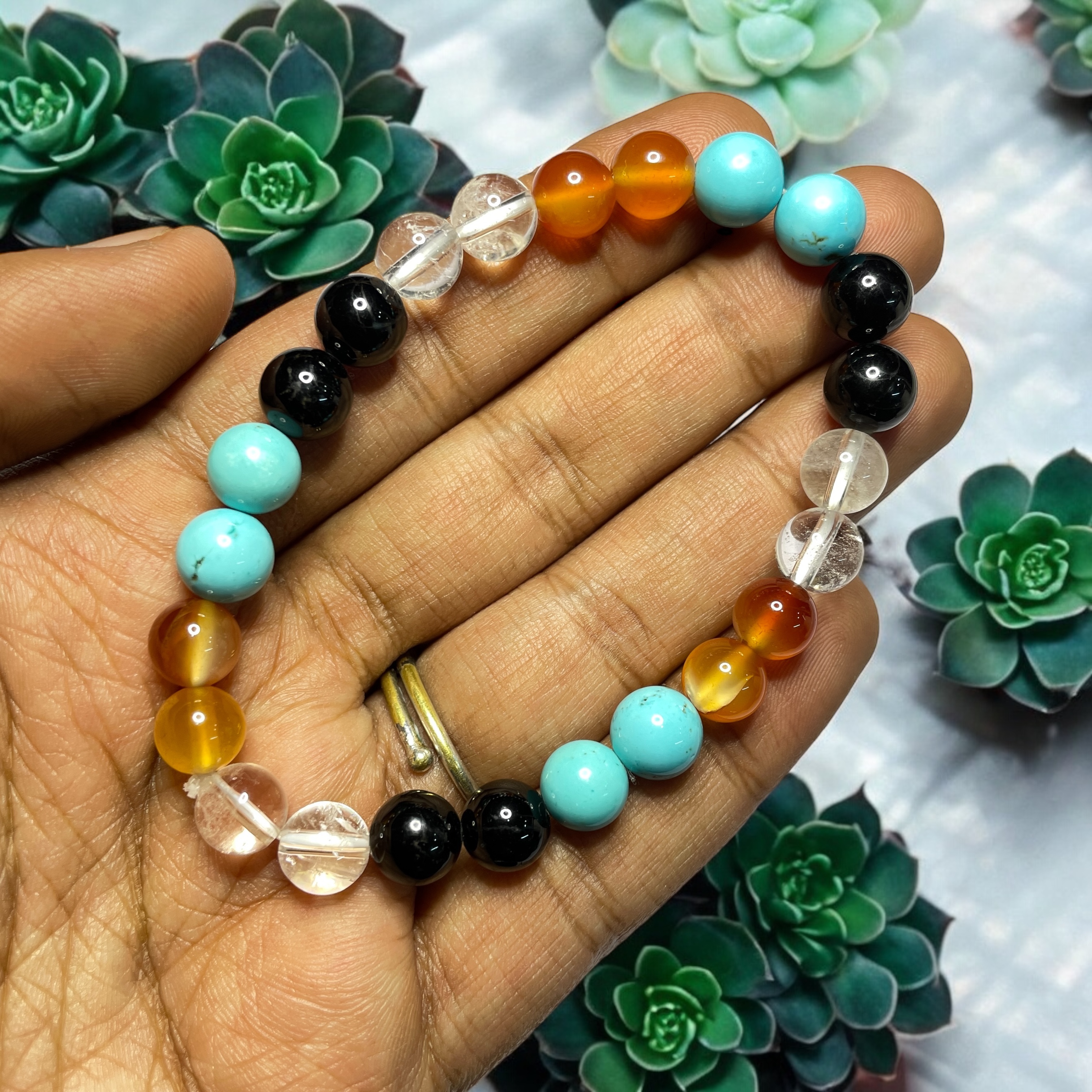 Pain Relief(Advance) Remedies & Intentions Bracelet Natural Made With Original Crystal Stone for Men Women Boy Girl Unisex 8mm Beads Stretchable Brand :- Rocksmins